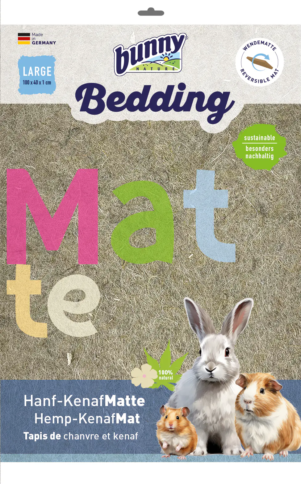 Bunny Nagereinstreu Hanf-Kenaf-Matte Large 100 x 40 cm
