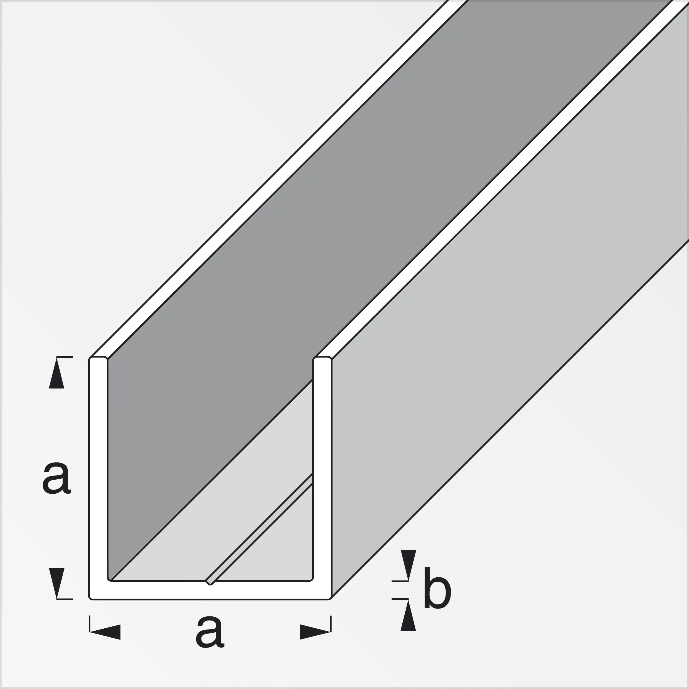 alfer Quadrat-U 1 m, 19.5 x 1.5 mm Aluminium roh blank