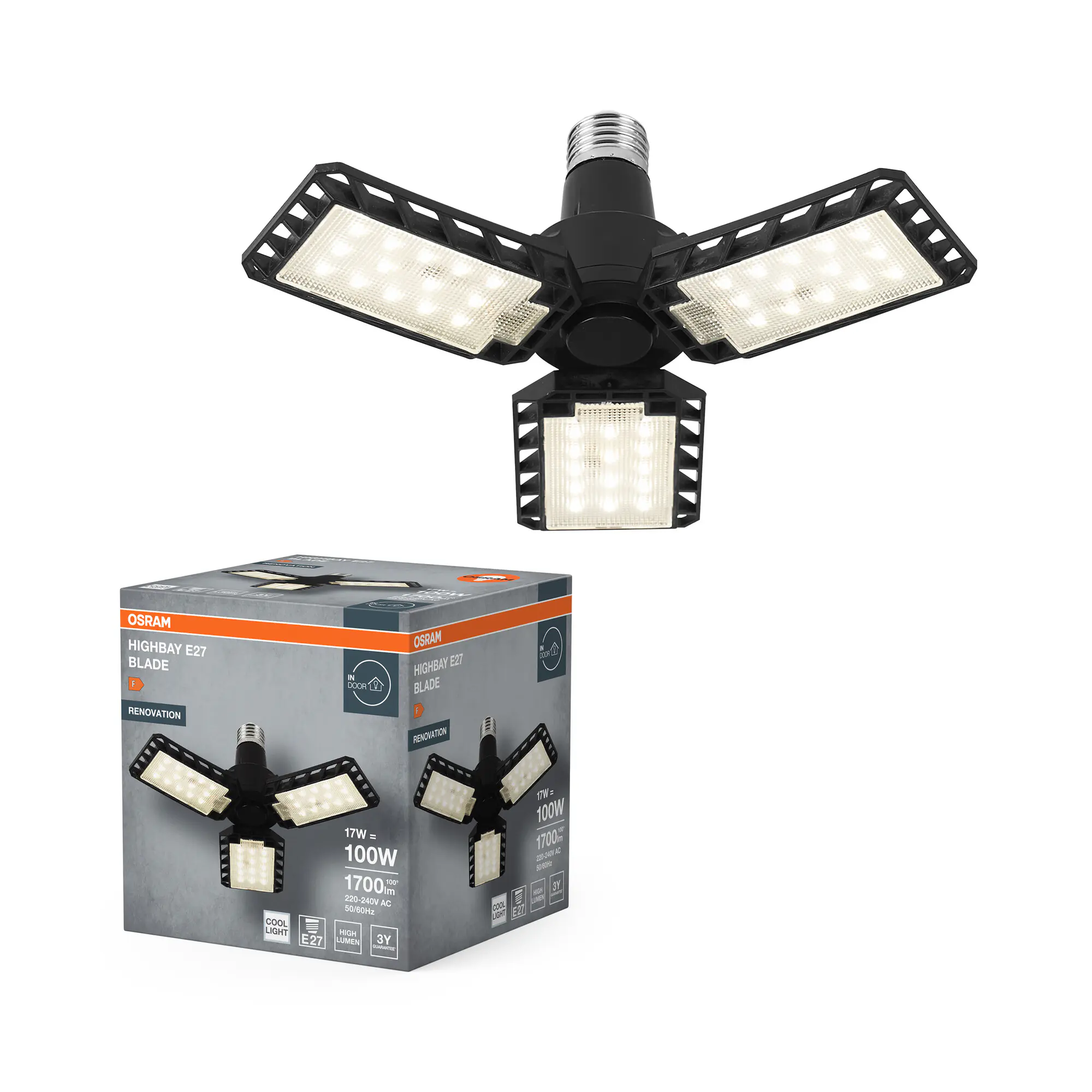 Osram LED Leuchtmittel Highbay Blade E27 17W 840 E27 schwarz