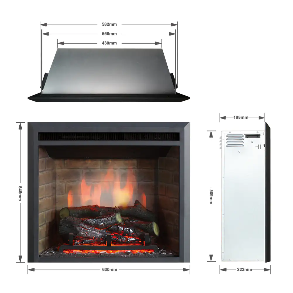 BALDERIA Elektrokamin schwarz Calida 23 1000/2000 Watt 54,5 x 63 cm