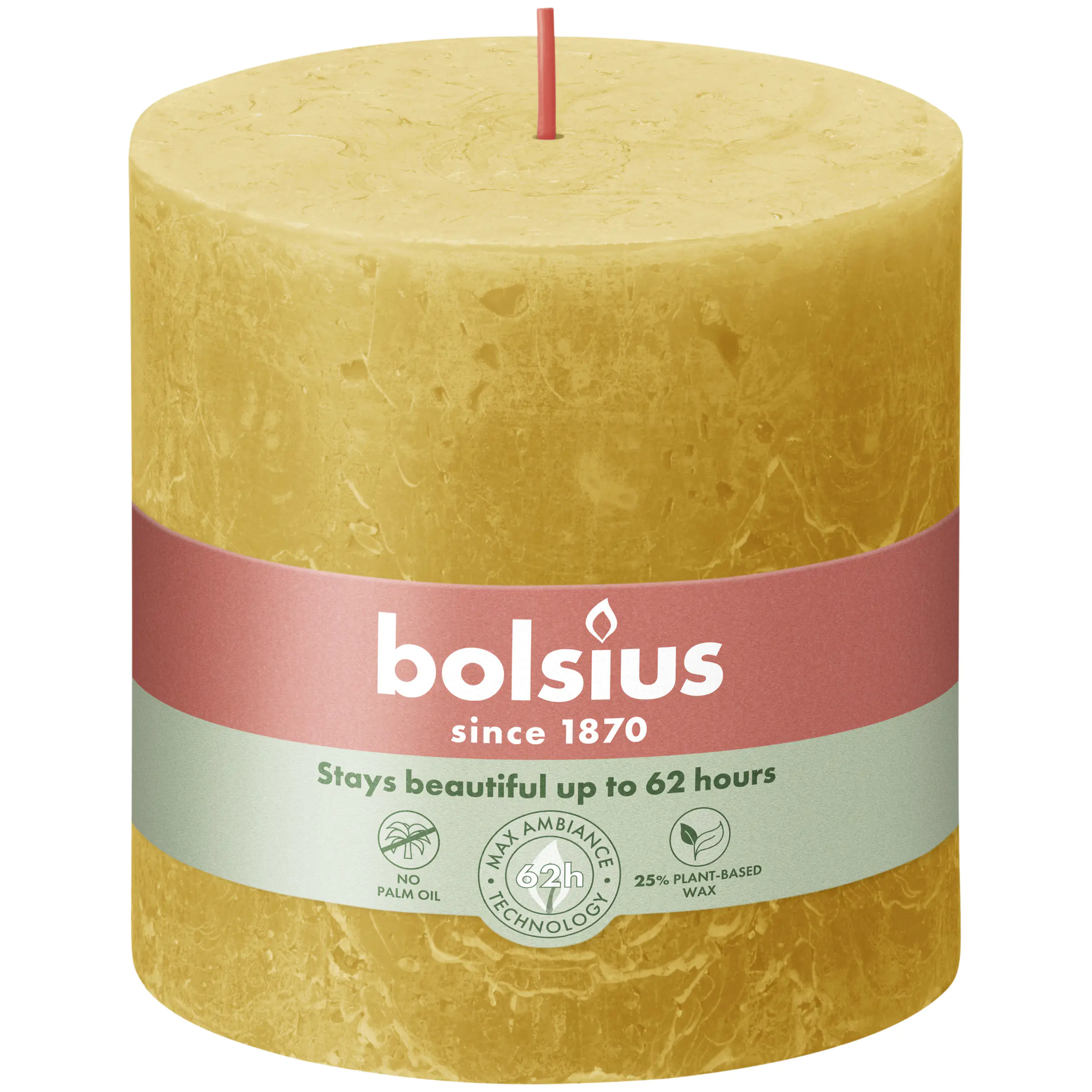 Bolsius Rustik Stumpenkerze honigwabengelb, Höhe: 10 cm, Ø 10 cm