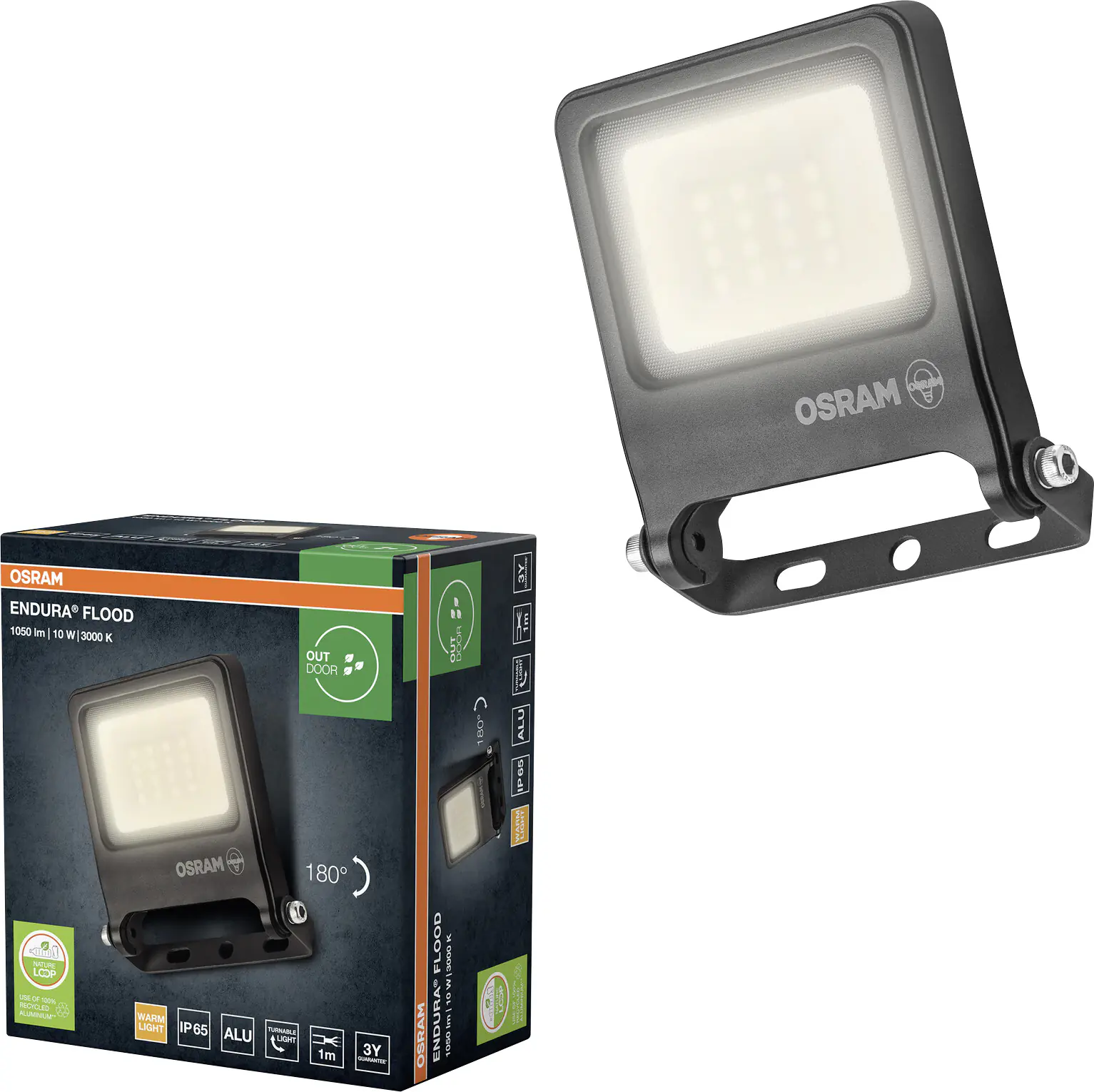 Osram Außenleuchte Endura Flood 10W PCR dunkelgrau warmweiß