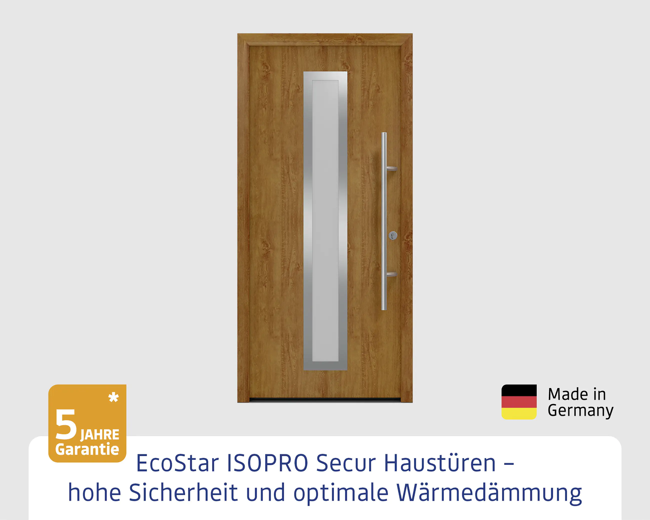 EcoStar Haustür ISOPRO Secur IPS 700S RC2 golden oak 110 x 210 cm