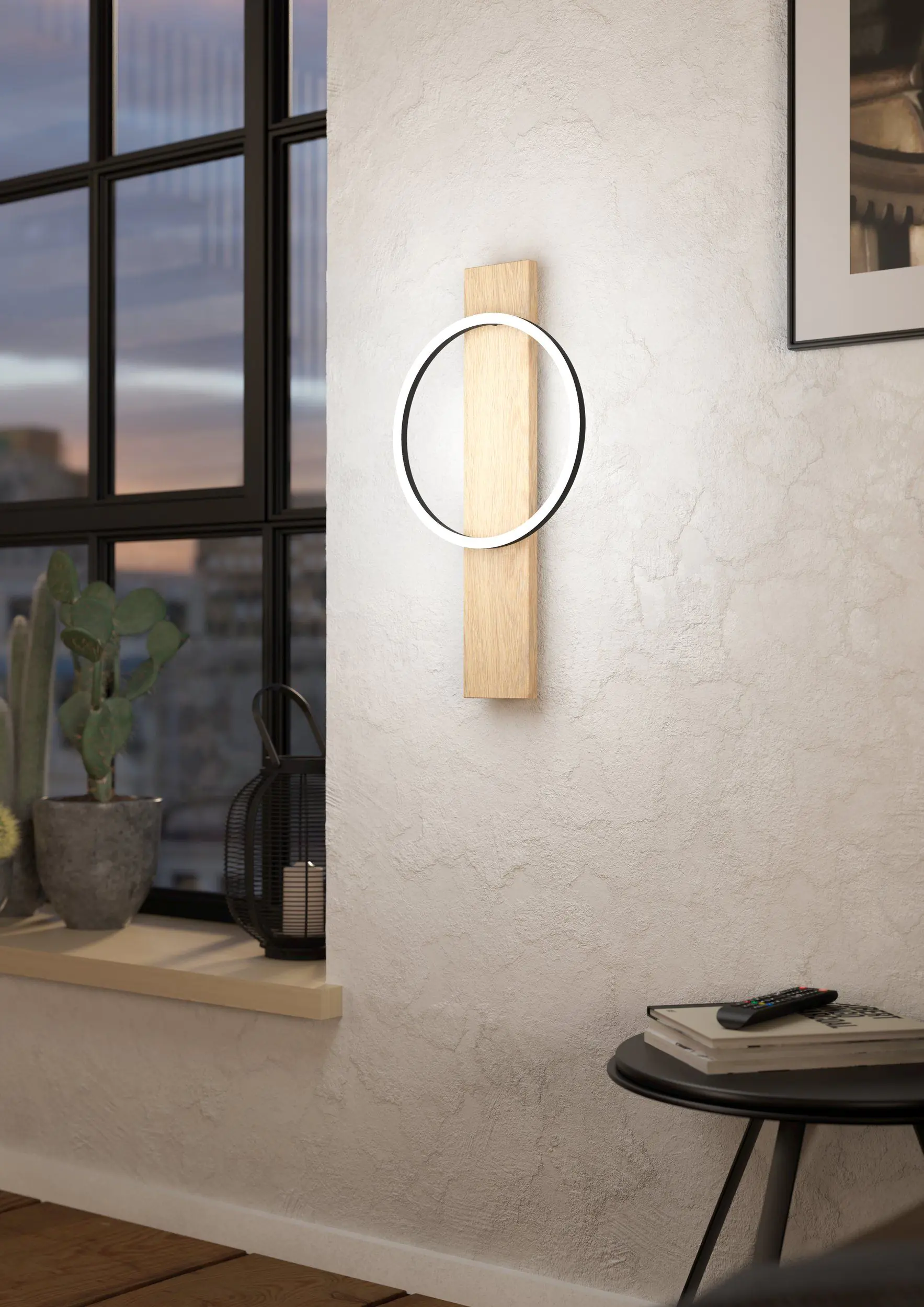 Eglo LED Wandleuchte Boyal schwarz-braun 56 x 30 cm warmweiß