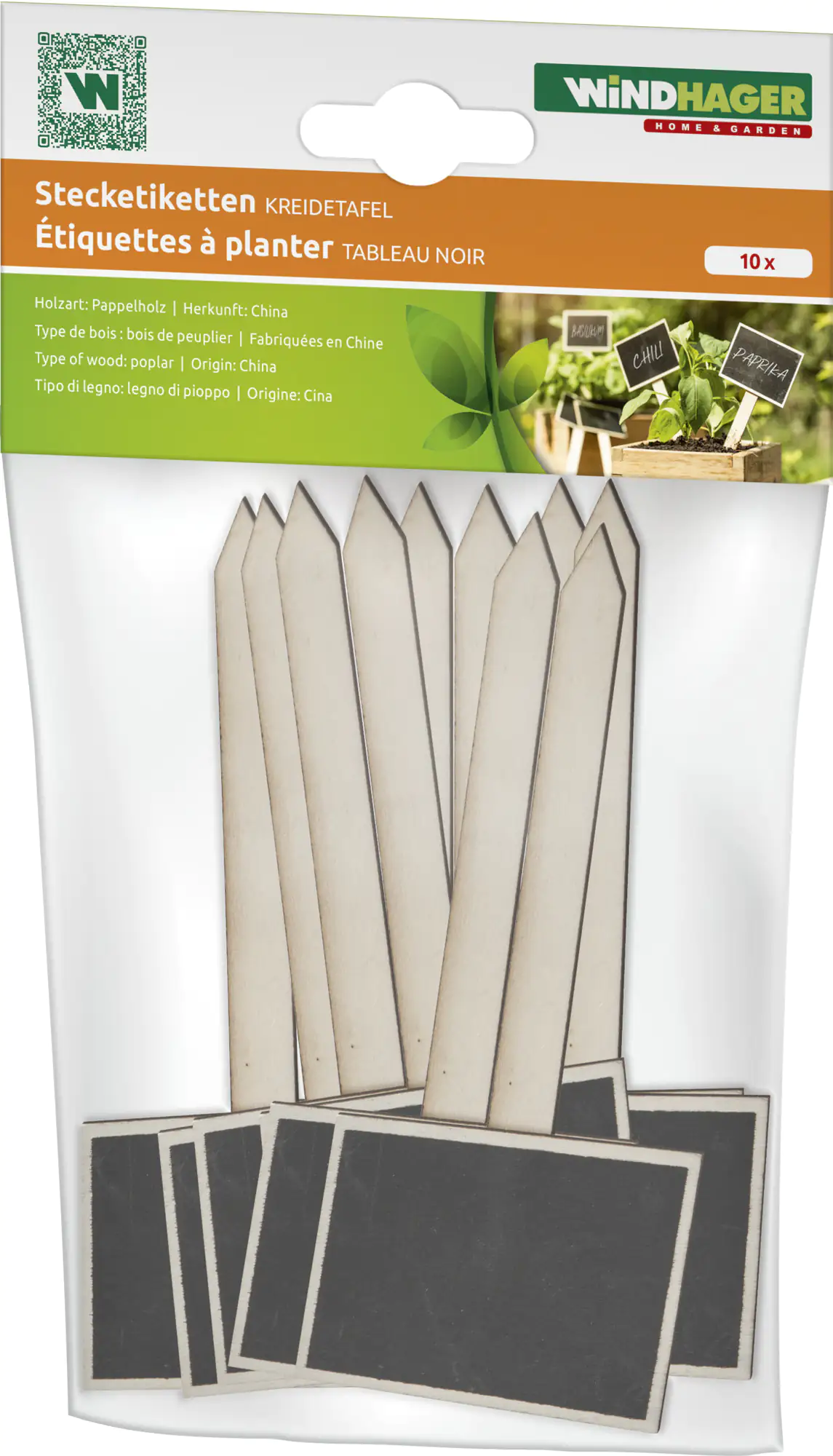 Windhager Stecketiketten Kreidetafel 7,5 x 17,5 cm, 10 Stück