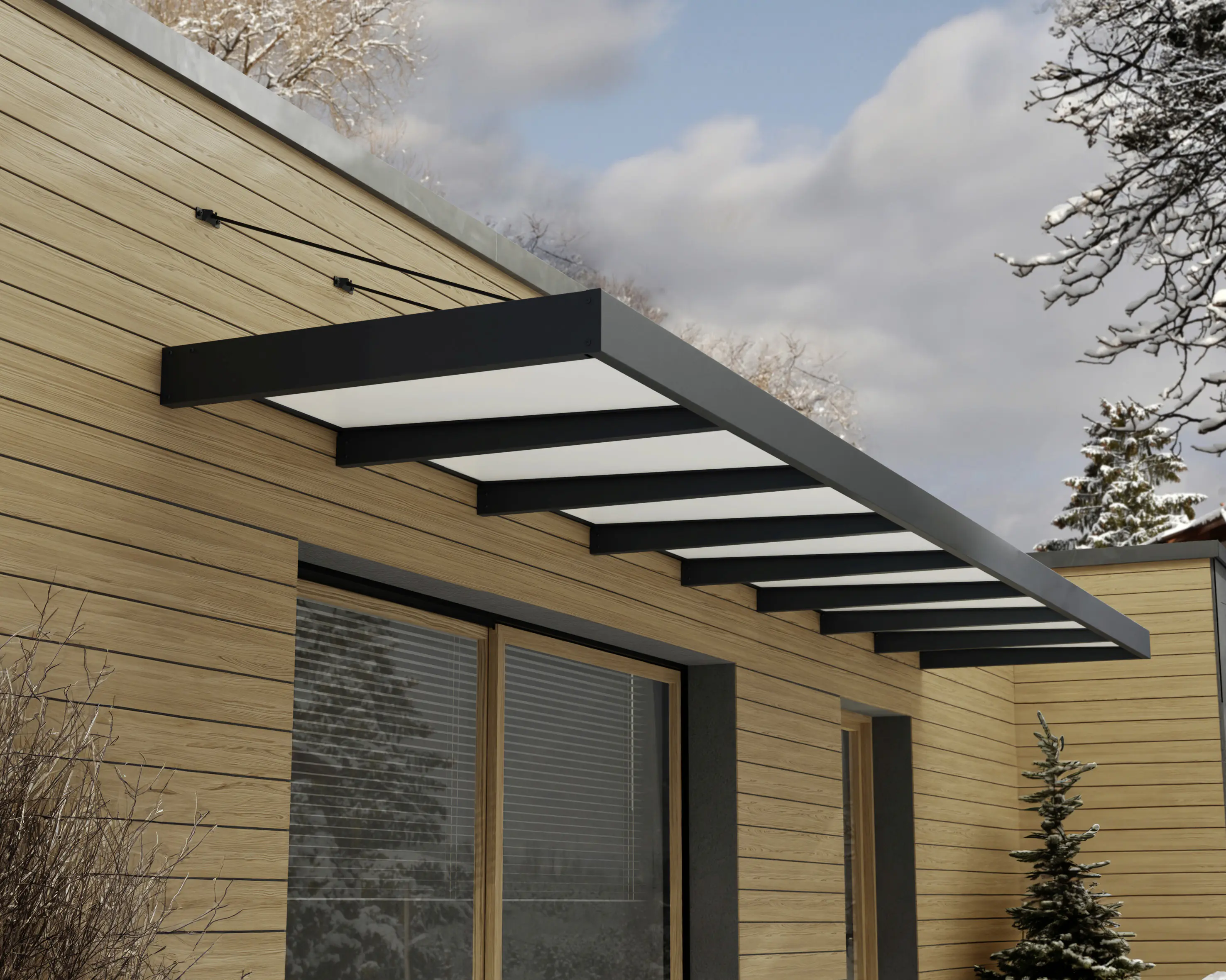 Canopia Vordach Sophia XL 8000 Grau Alu 750 x 140 cm