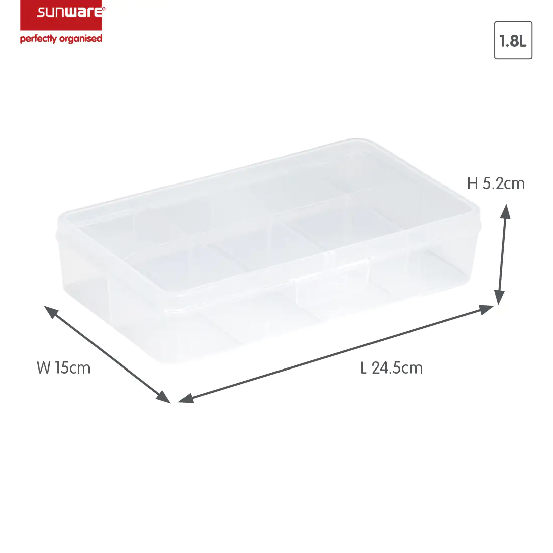 Sunware Sortierbox Q-Line 8 Fächer 24,5 x 15 x 5,2 cm