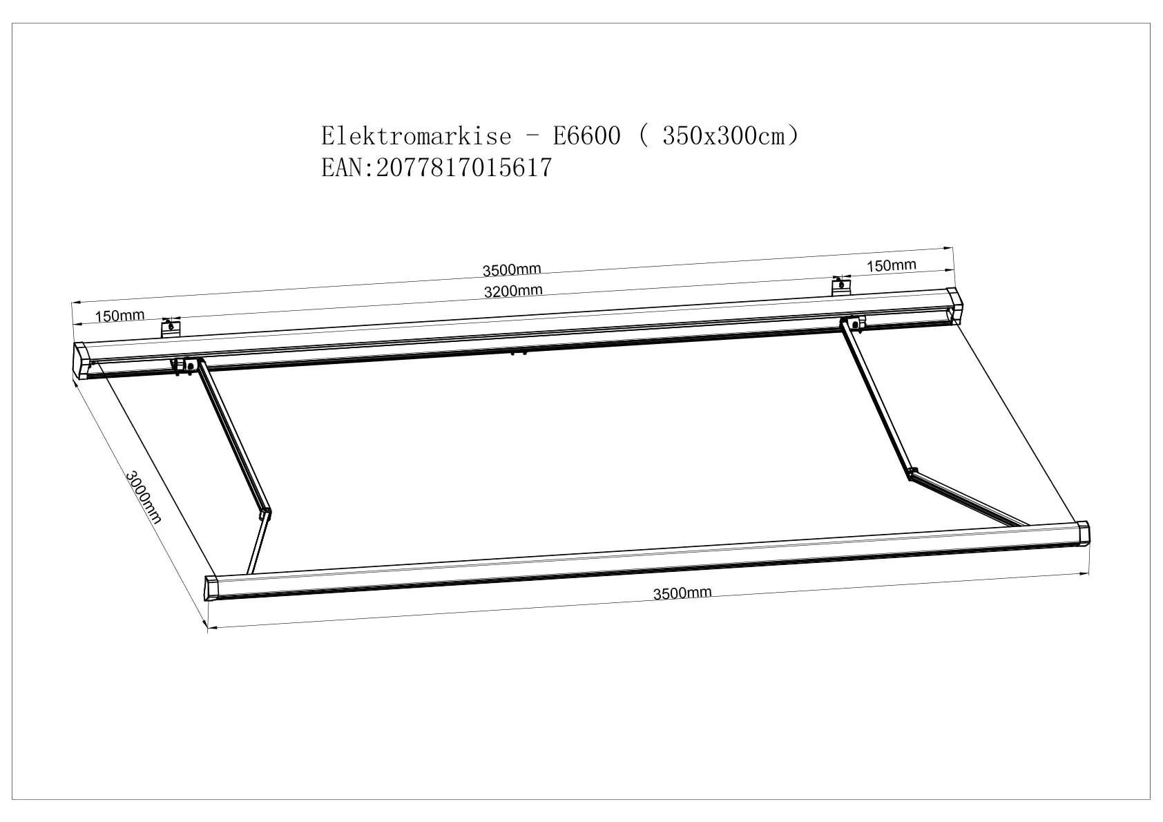 Primaster Kassetten-Markise 3,5 x 3 m elektrisch rot
