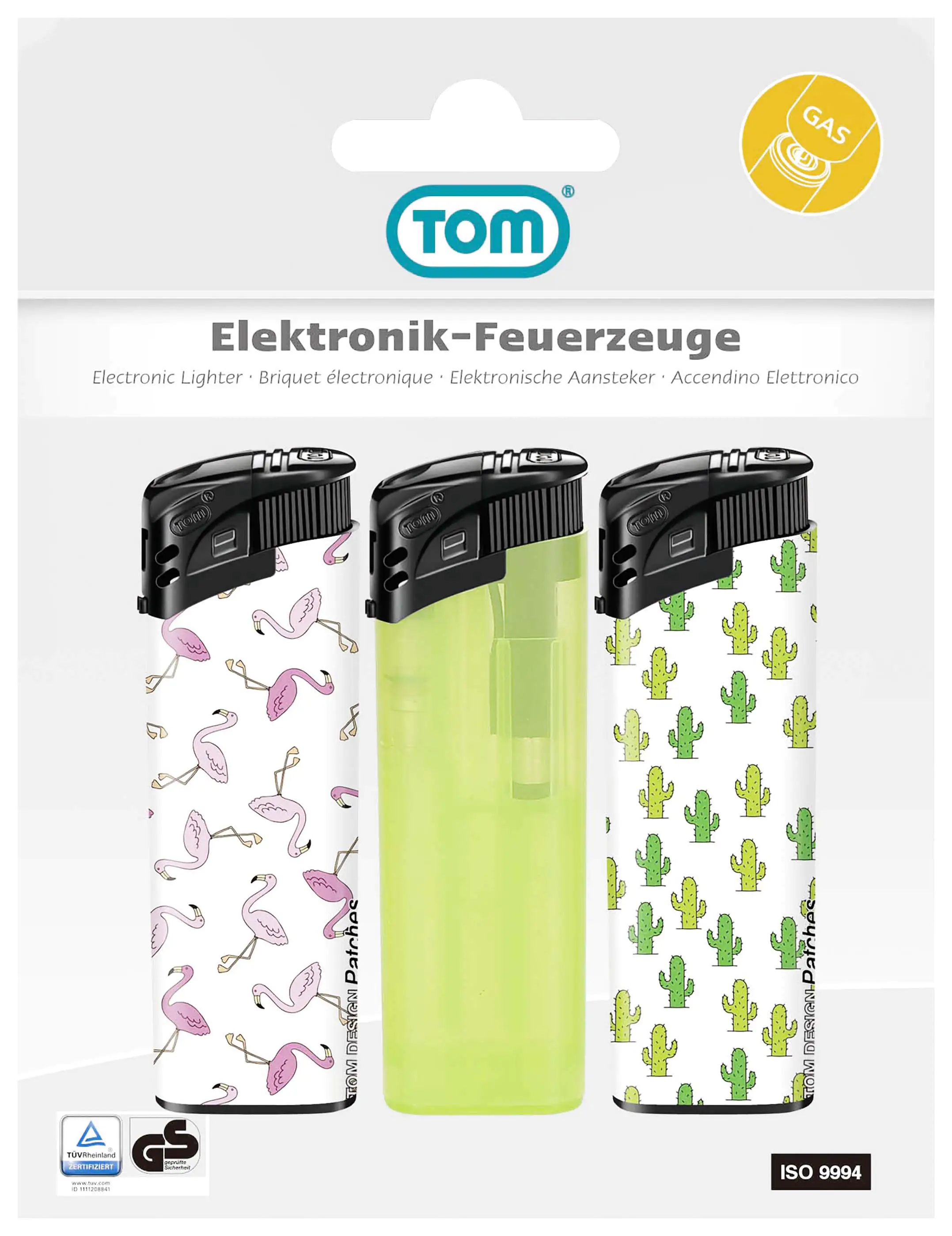 TOM Elektronik-Feuerzeuge 3er Blister