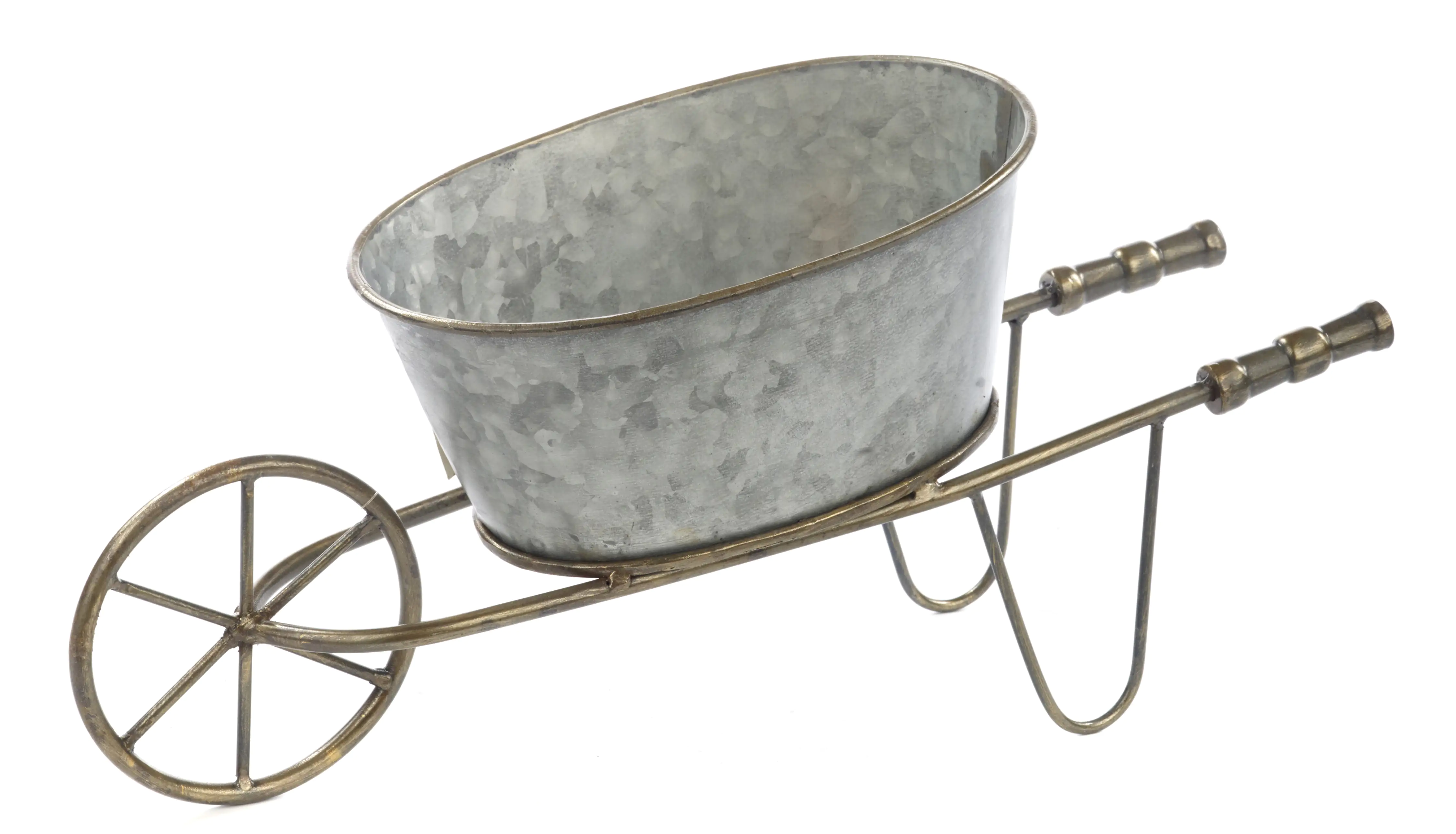 TrendLine Deko Schubkarre zum Bepflanzen Metall 48 x 17 x 24 cm silber