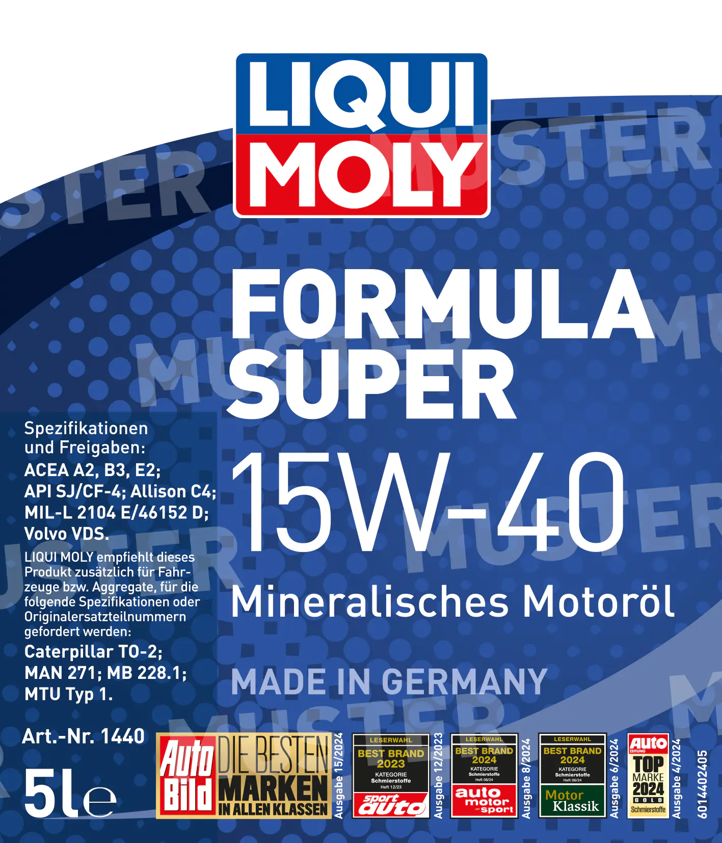 Liqui Moly Motoröl Formula Super 15W-40 Ganzjahresöl 5 L