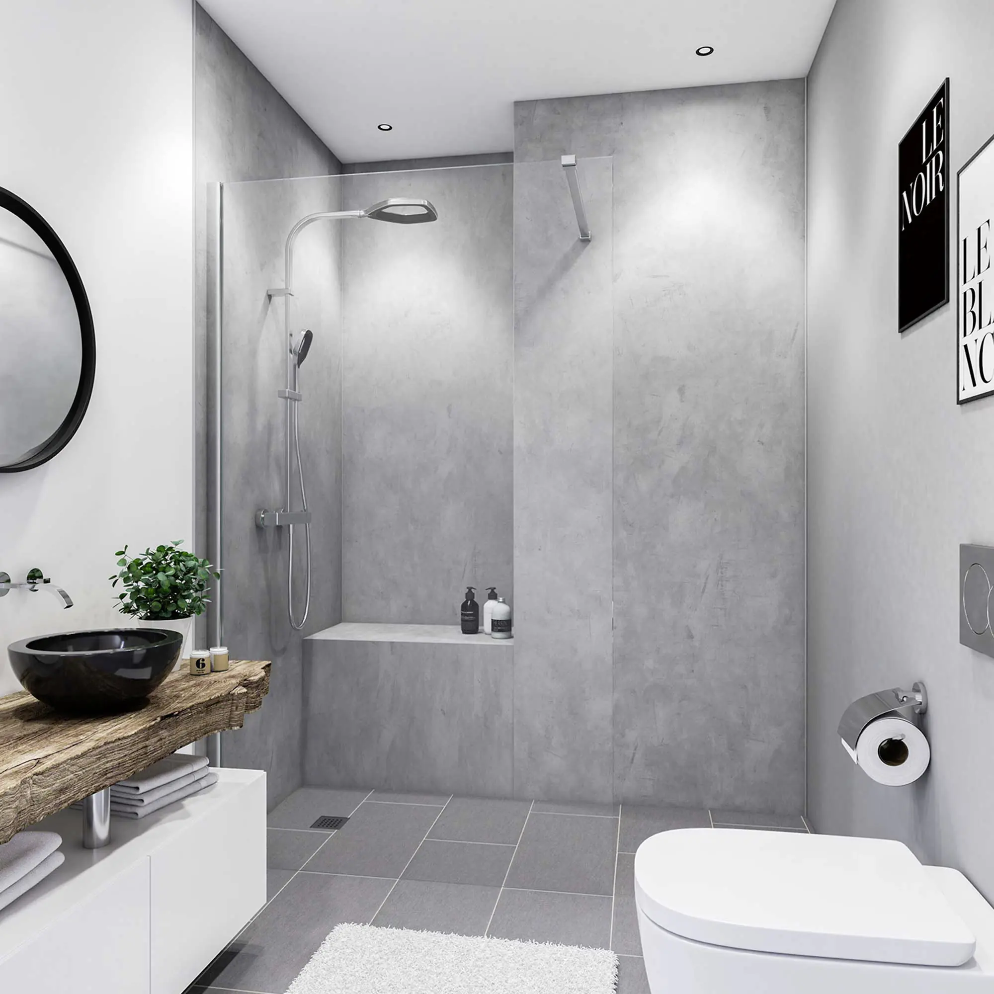 Breuer Duschrückwand Soft-Touch Marmor Beton Optik grau 100 x 255 x 0,3 cm