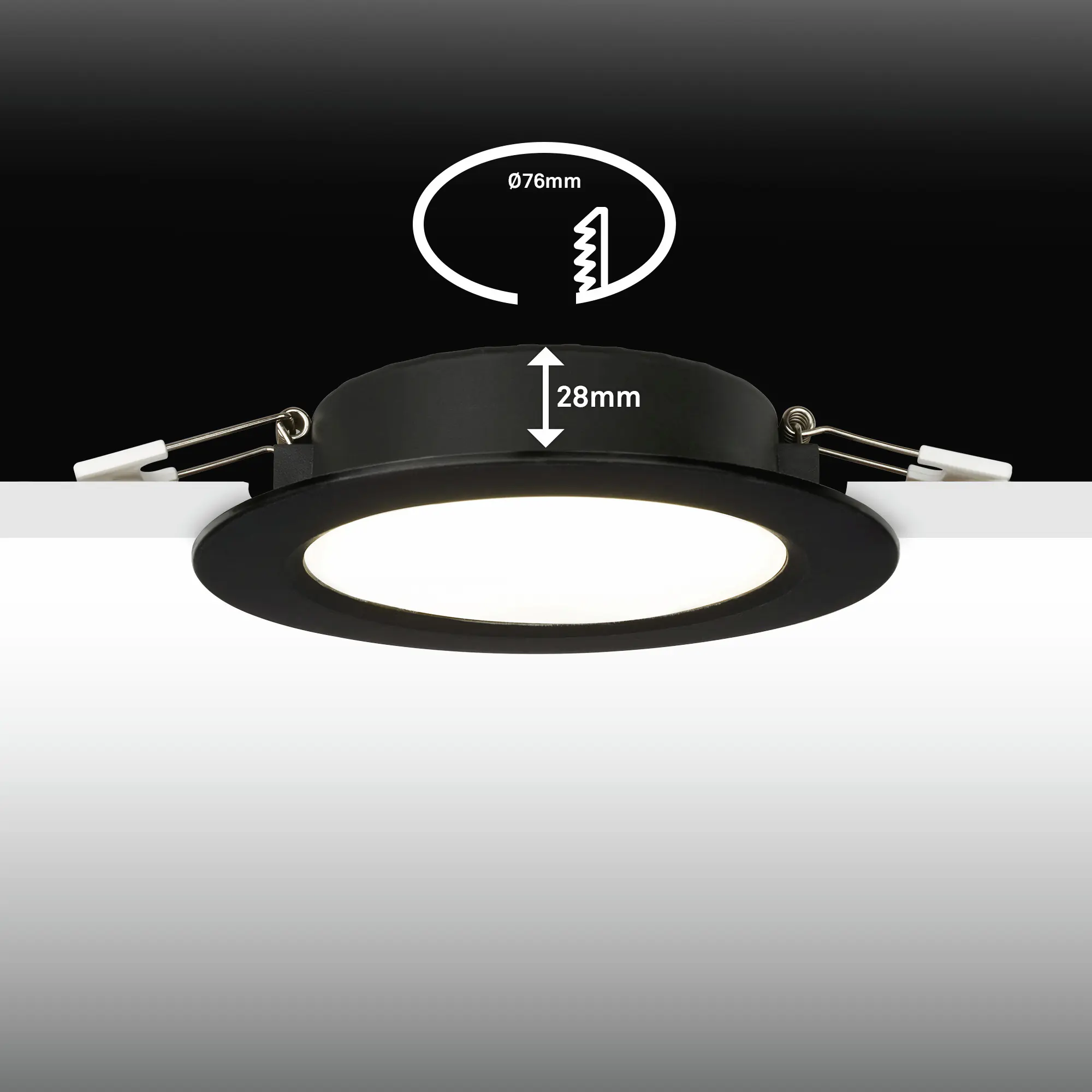 Briloner LED Einbauleuchten Jeft Ø 9 x 2,8 cm neutralweiß schwarz 3er-Set