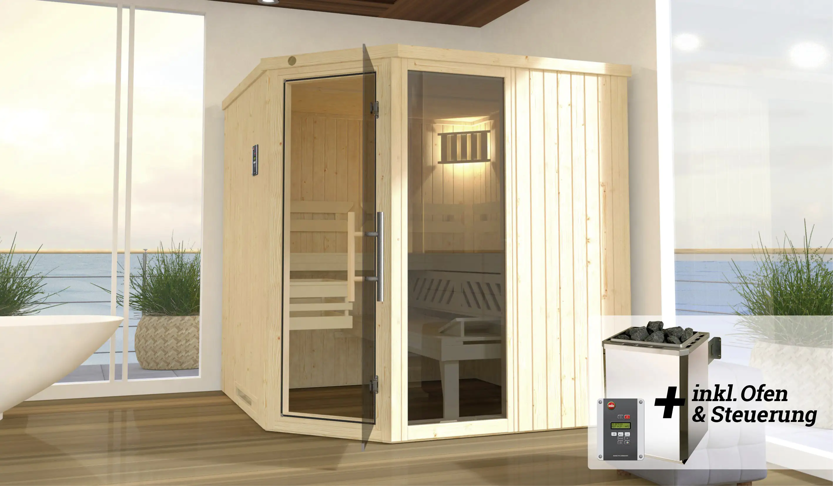 Weka Elementsauna Varberg Gr. 3 Sparset 7,5 kw OS