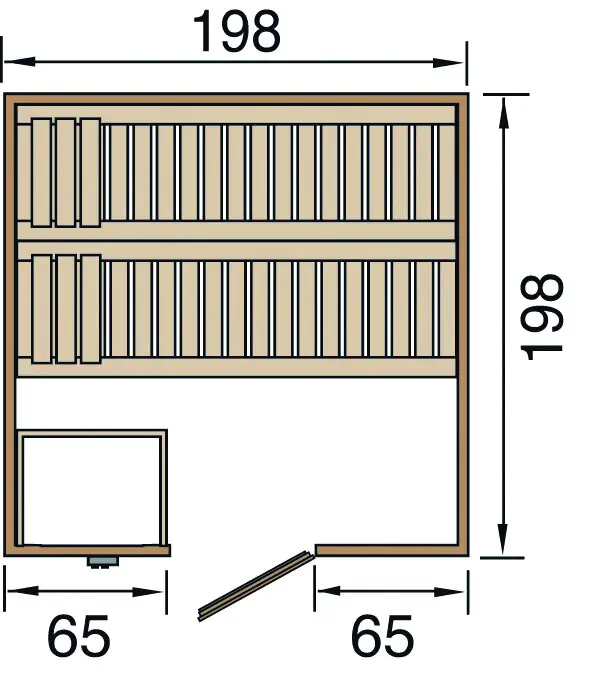 Weka Massivholzsauna Bergen 2 mit Glastür und Fenster