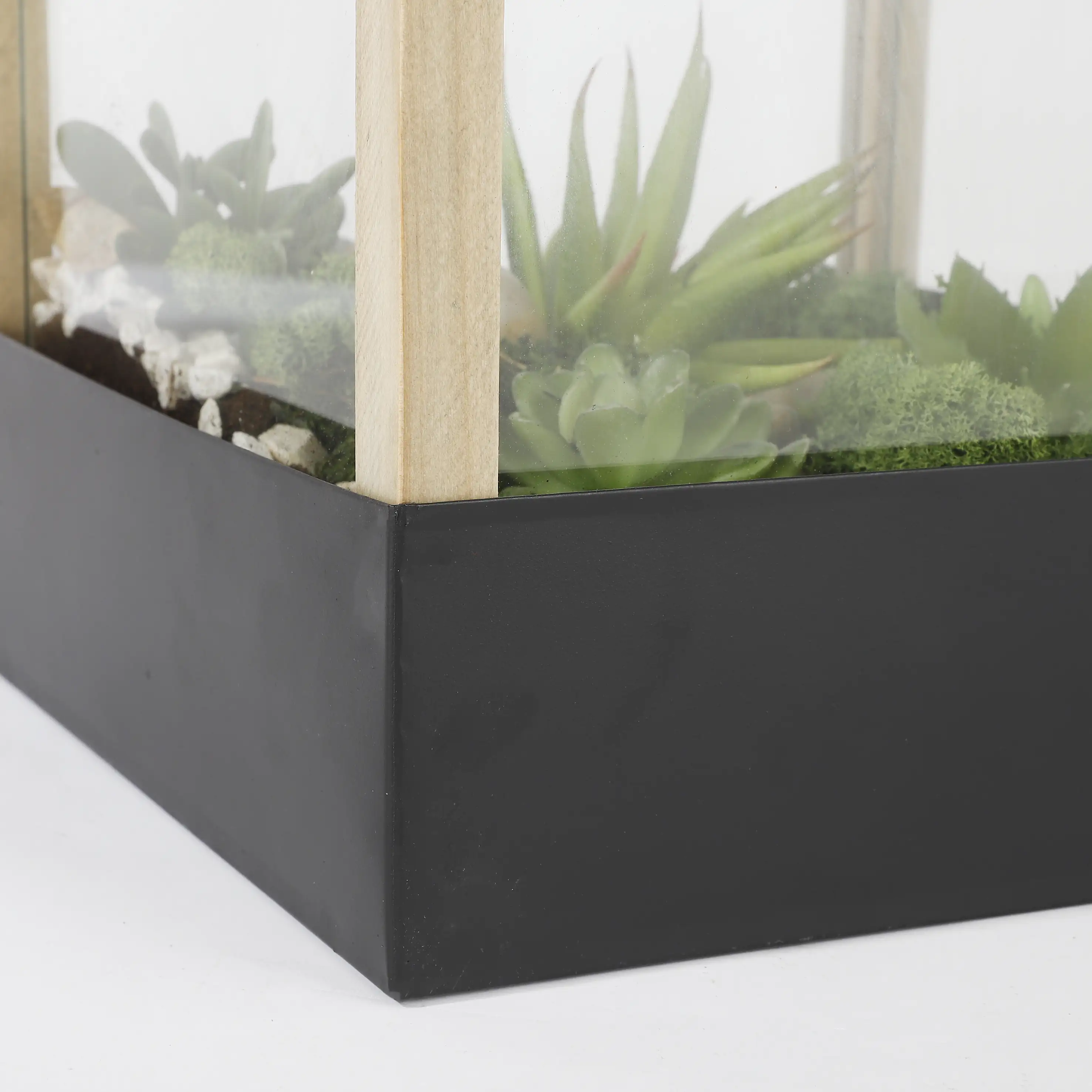 Mica Treibhaus Laterne Halton schwarz, 25 x 25 x 42 cm