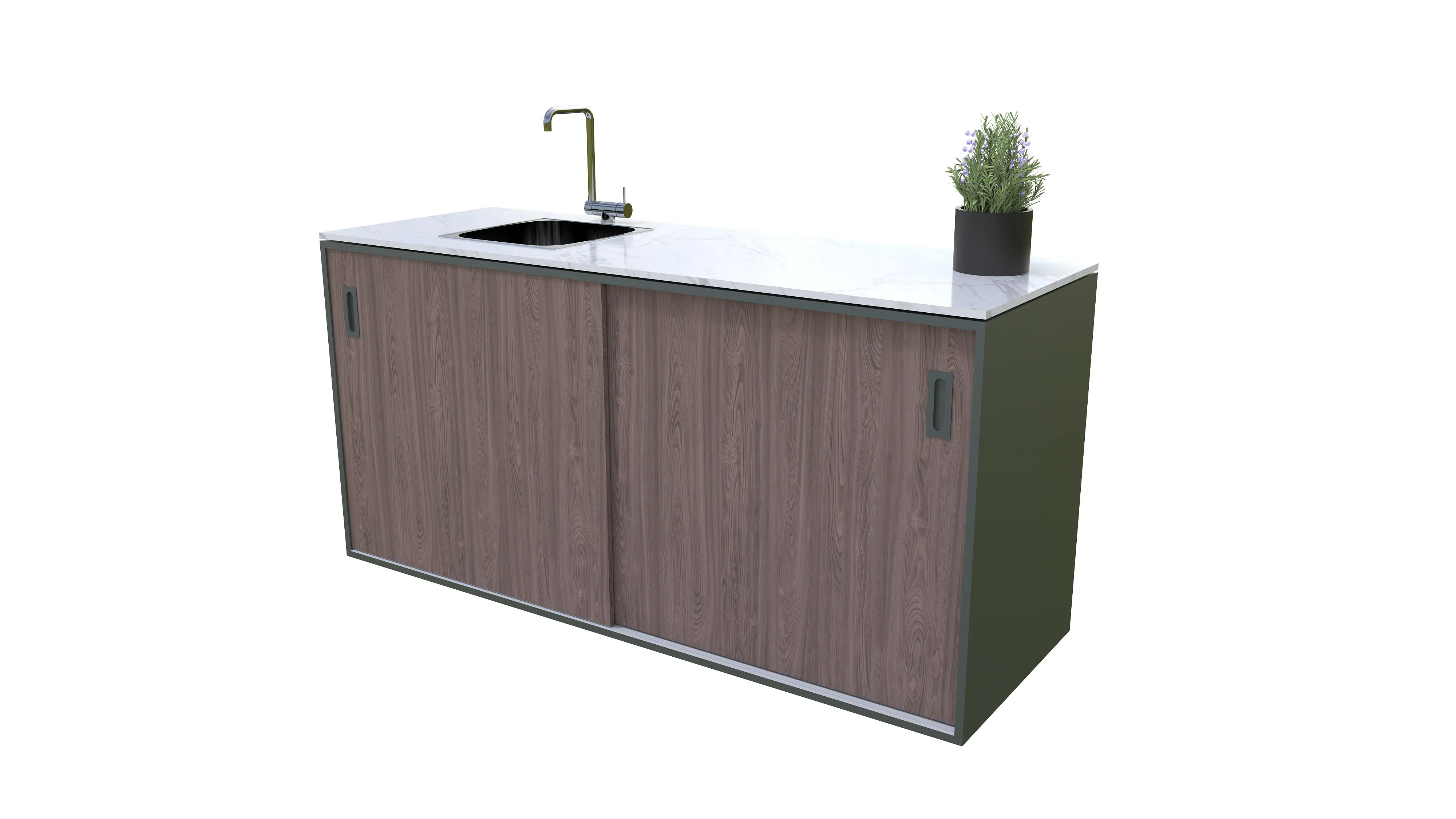 Bellano Living Element für Outdoorküchen inkl. Spüle links und 2 Türen walnuss