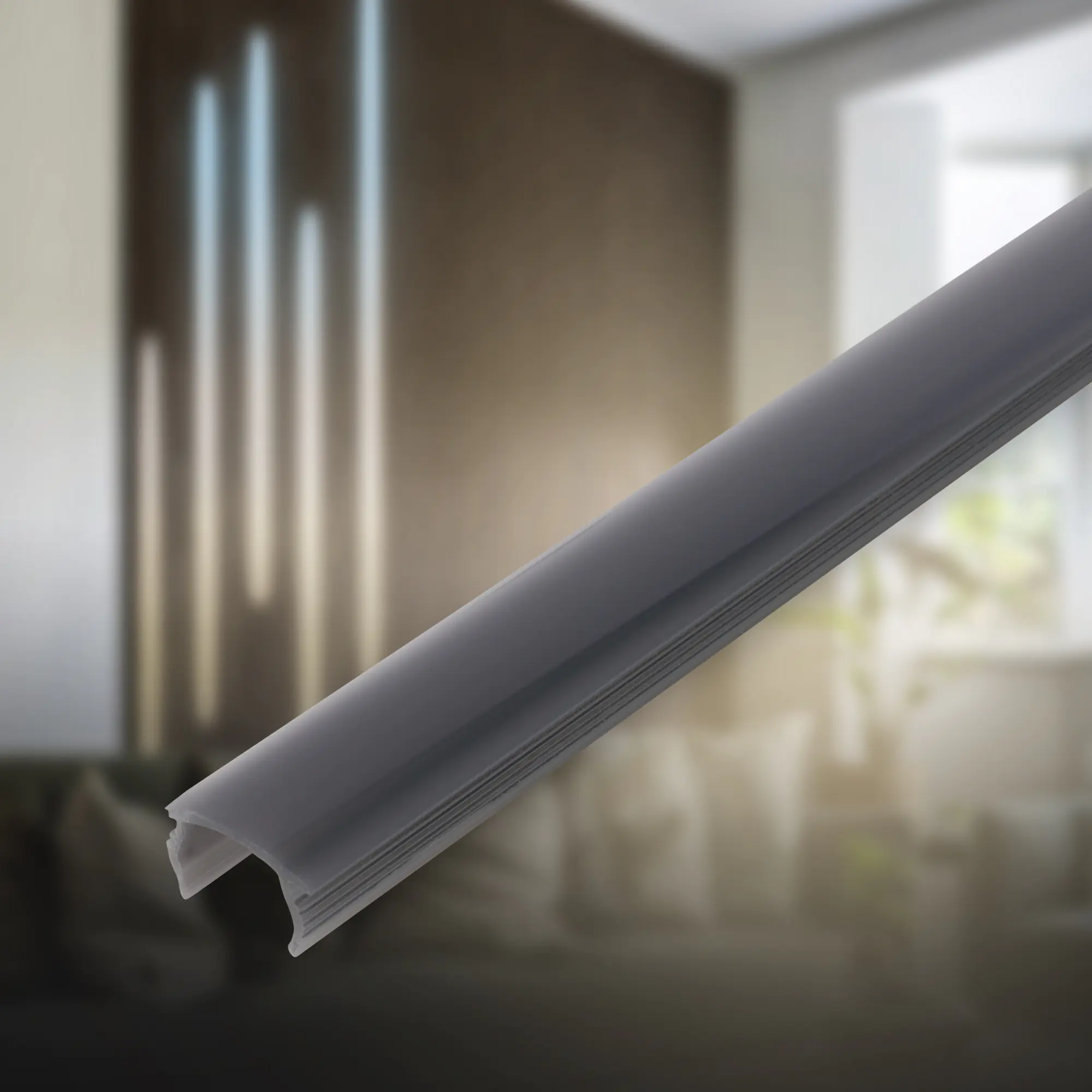 PC Profil Diffusor für Akustikpaneele Kunstoff 130 cm Rauchglas Optik 16-17 mm