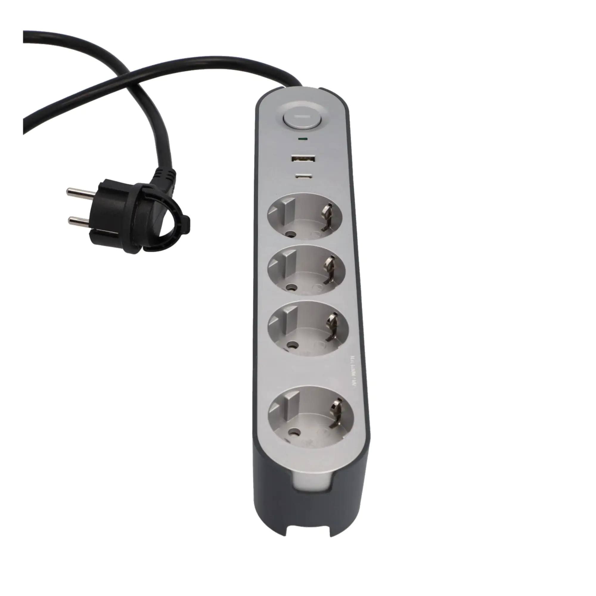 Unitec Tischsteckdose Greenline 4-fach 1,8 Meter mit Schalter silber/anthrazit
