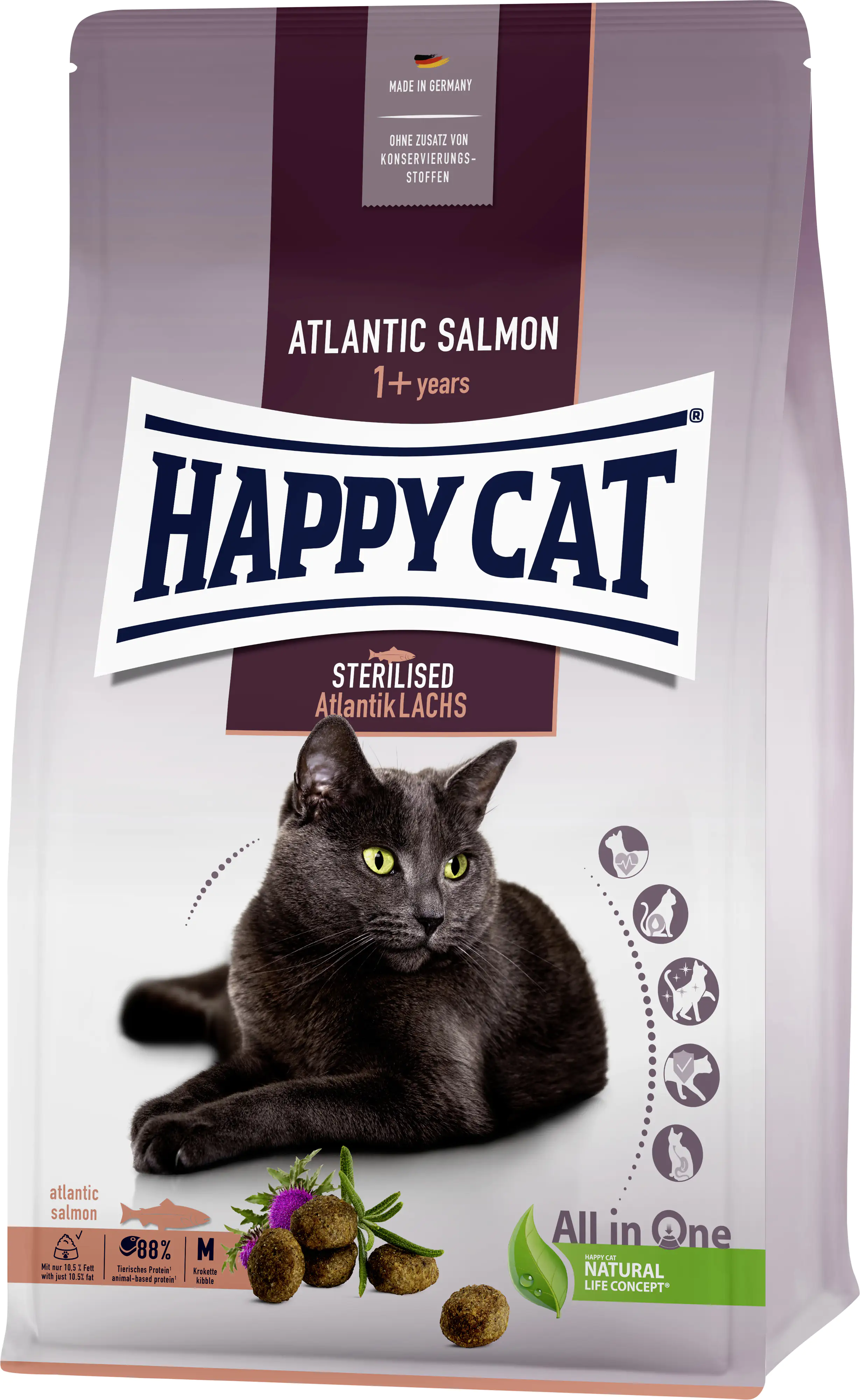 HappyCat Katzenfutter Sterilised Atlantik Lachs 1,3 kg
