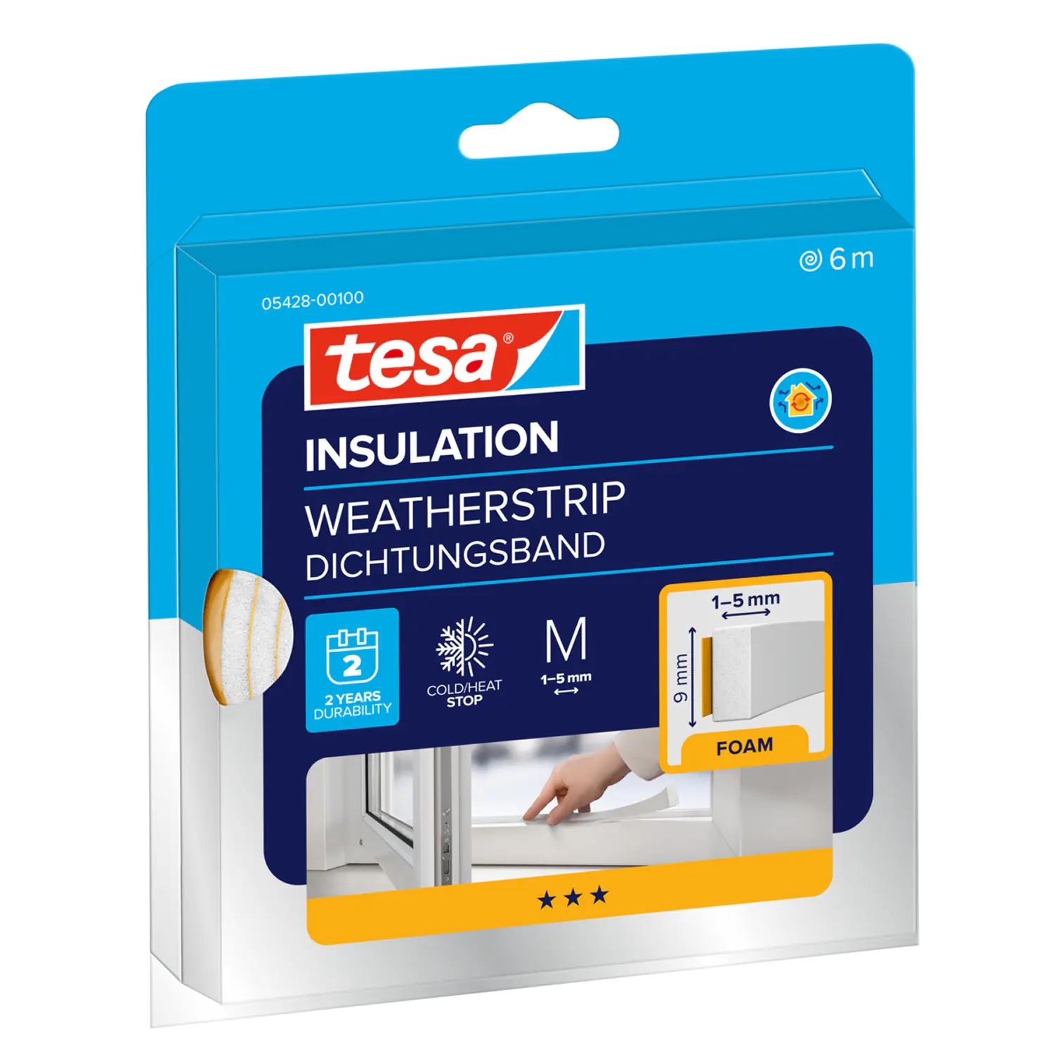 tesa Insulation Schaumstoff Fensterdichtung 6 m, weiß