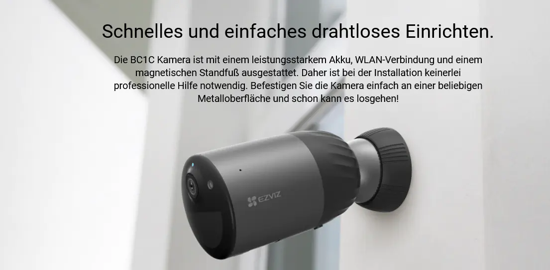 Ezviz Wlan Outdoor Akku-Überwachungskamera BC1C inkl. Basisstation und Solarpanel