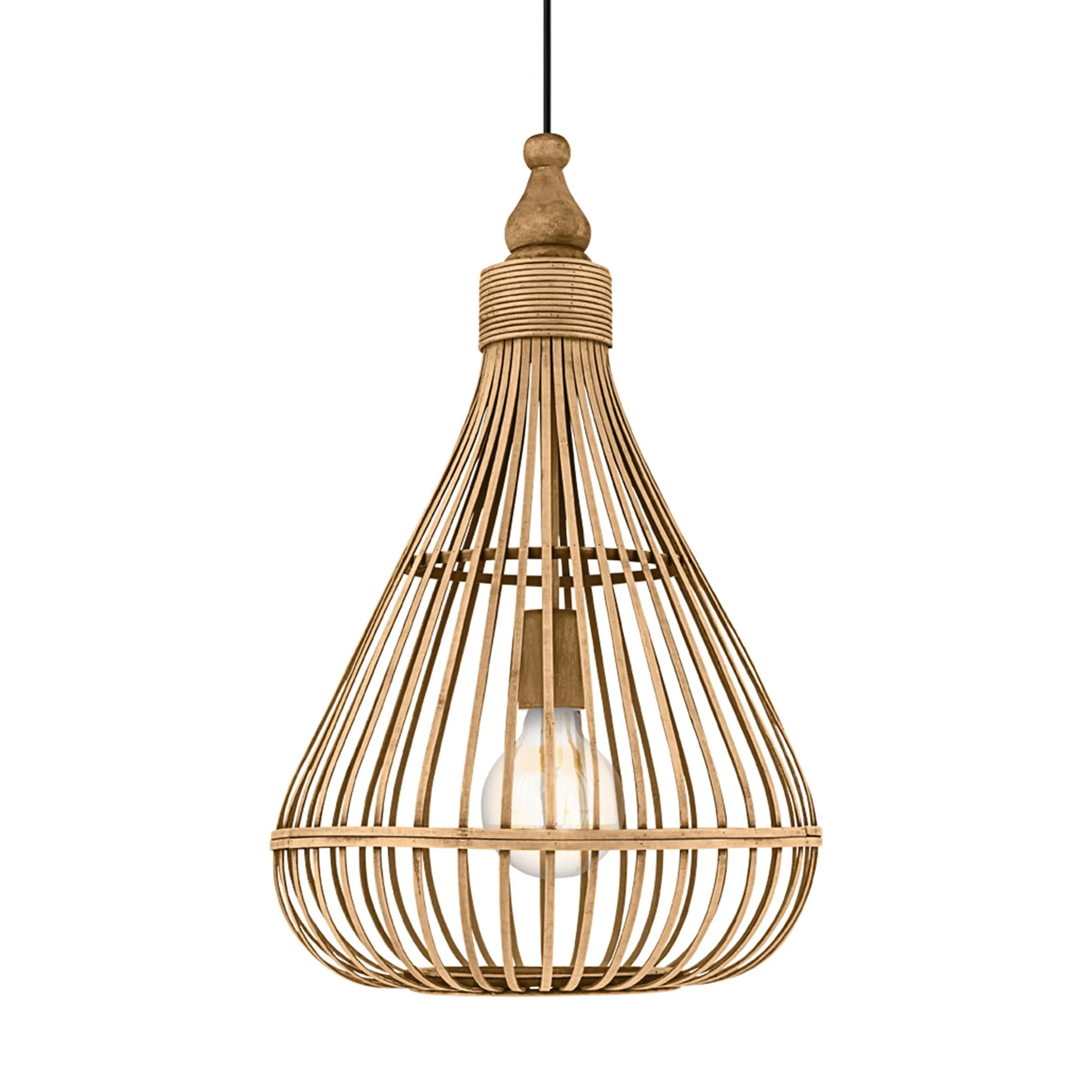 Eglo Pendelleuchte Amsfield braun Holz Ø 35 cm E27, max. 60 W