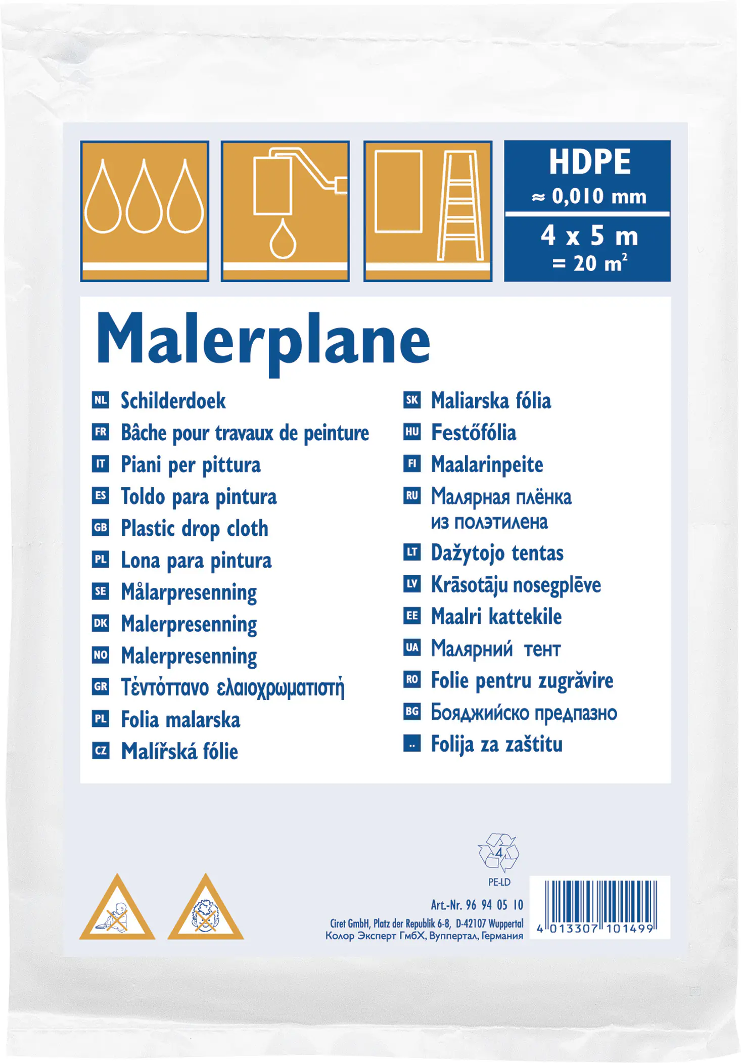 Color Expert Abdeckplane HDPE 10 my 4 x 5 m 20 m²