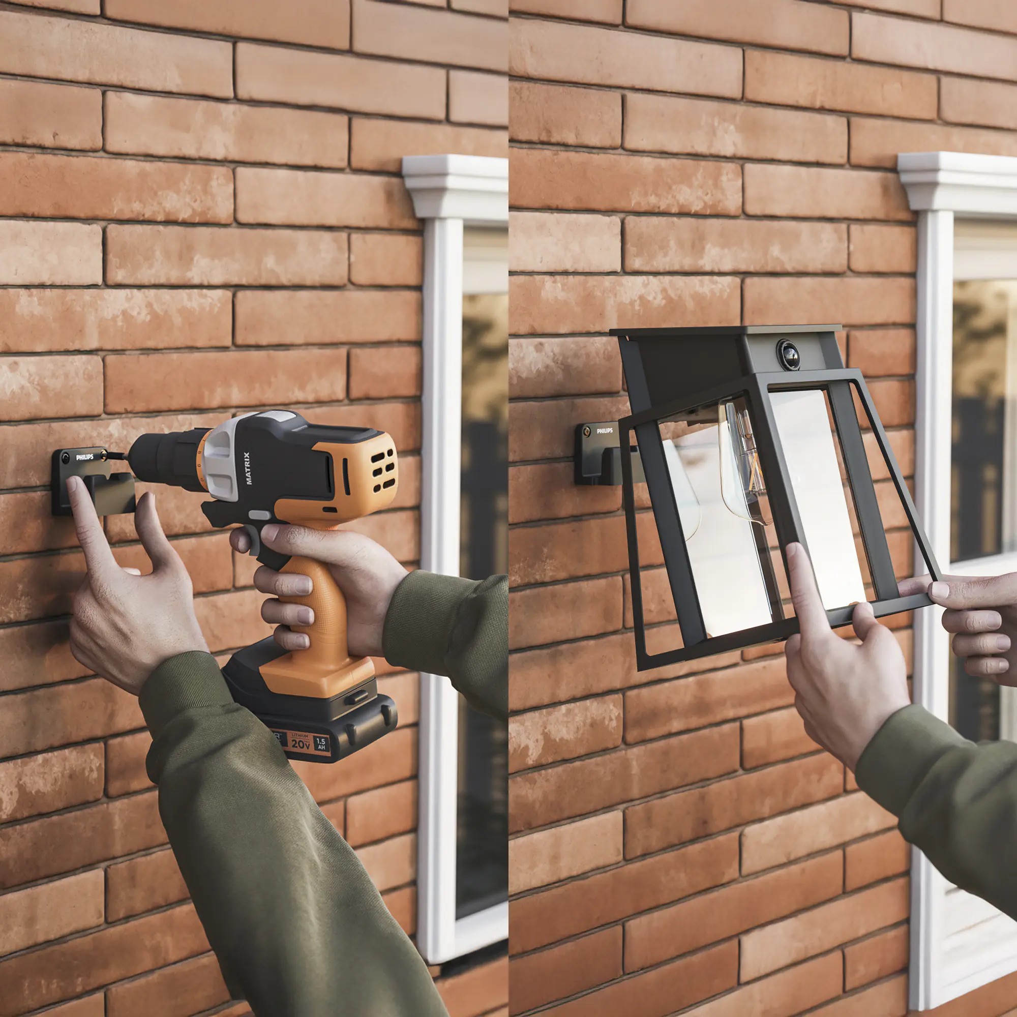 Philips Solar Wandleuchte Lysin Wand 33,5 x 23,5 x 23,5 cm warmweiß