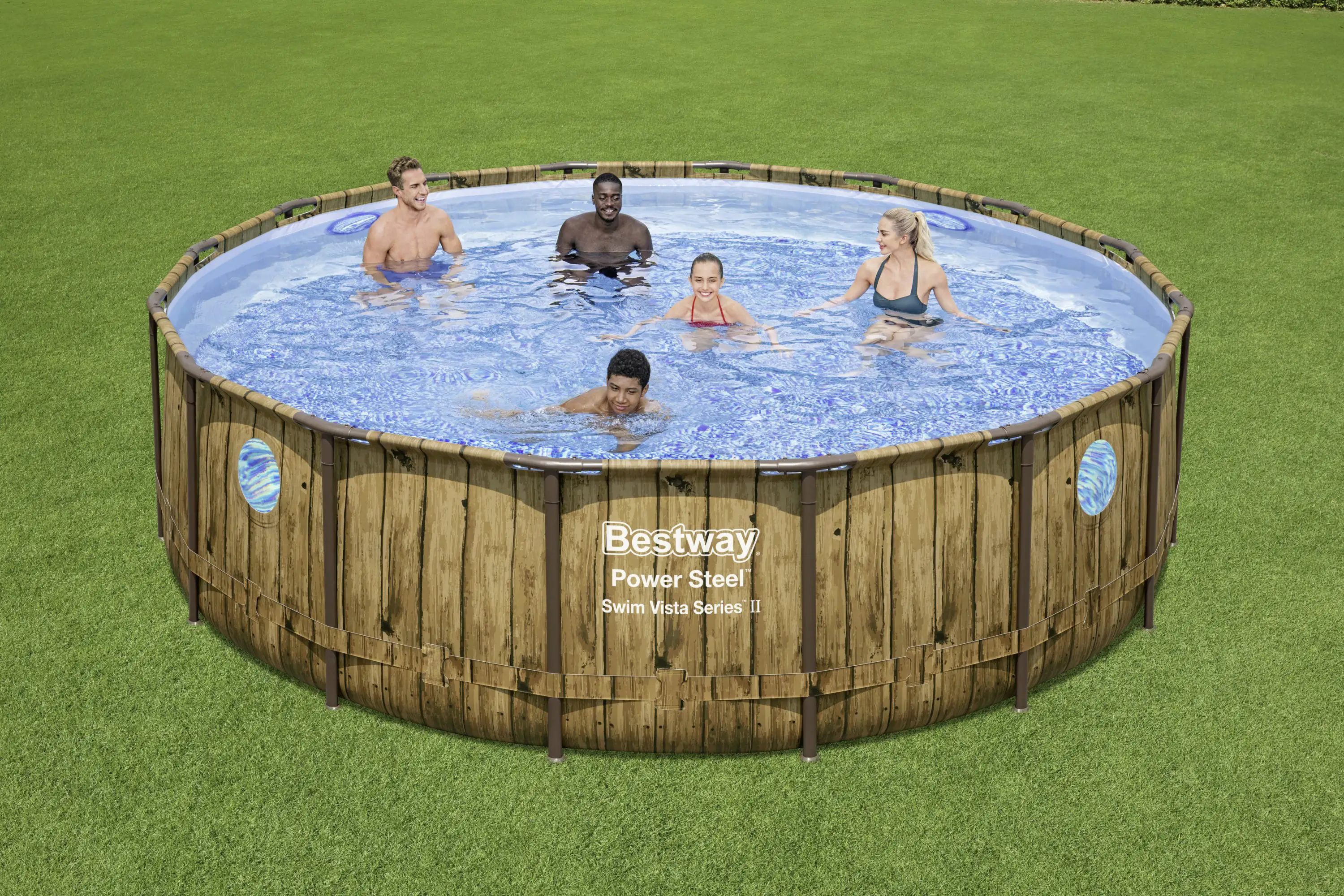 Bestway Aufstellpool Komplett-Set Power Steel Swim Vista Ø 488 x 122 cm