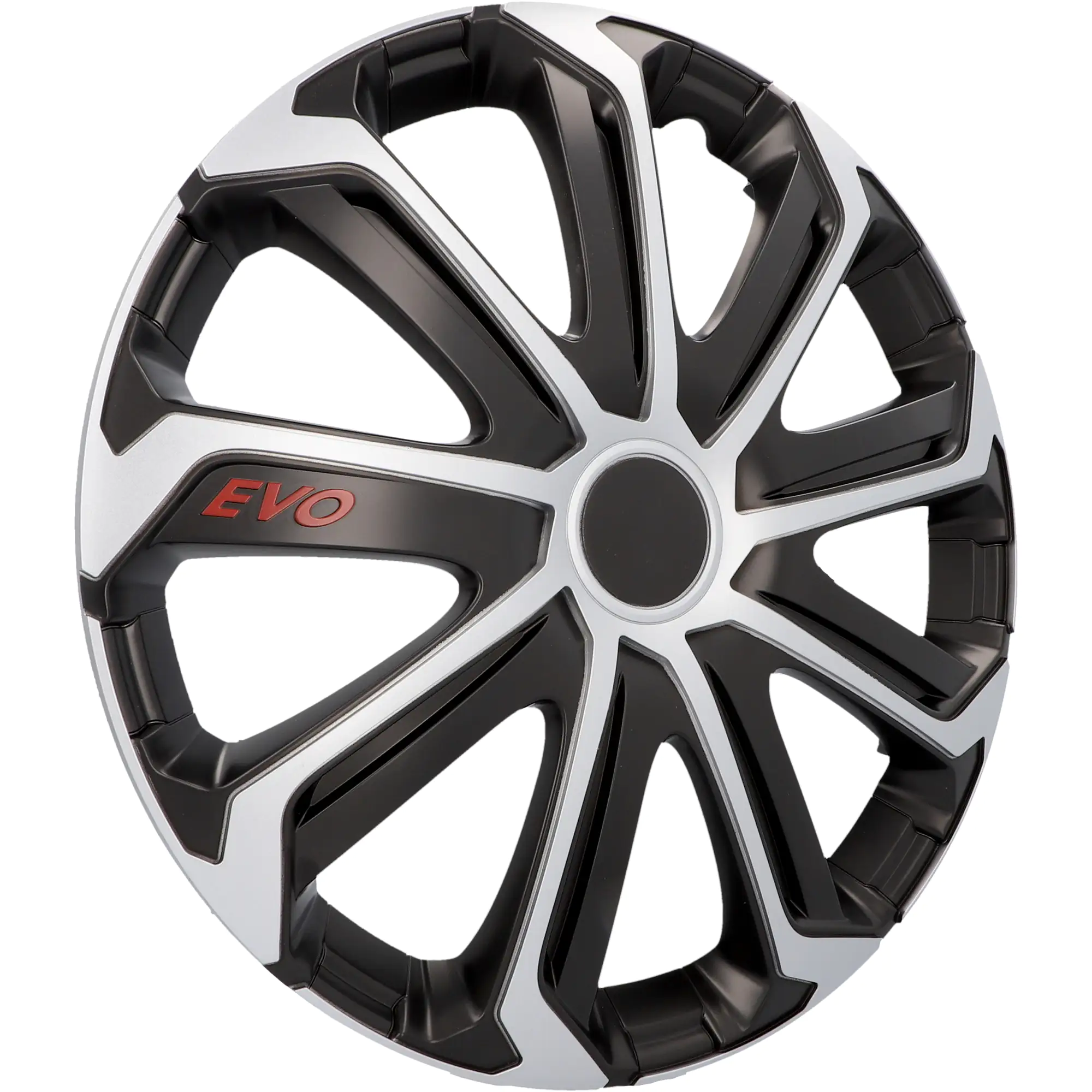Cartrend Radzierblende EVO 38 cm (15 Zoll) silber schwarz 4 stück