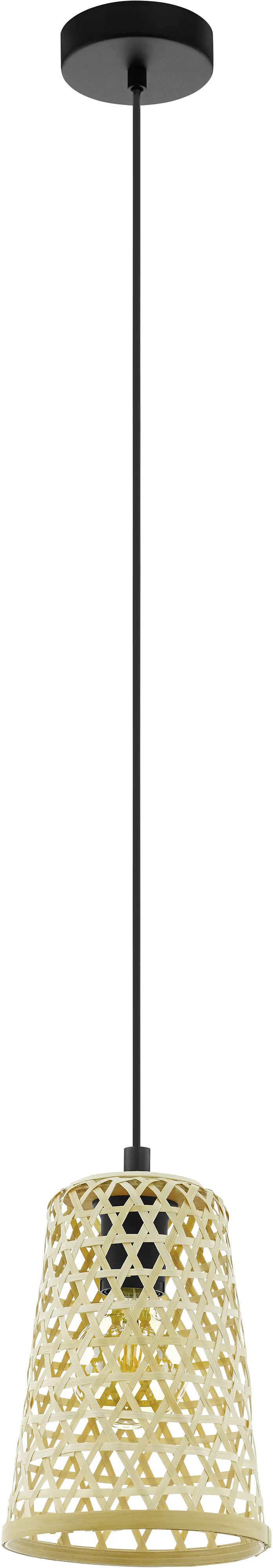 Eglo Pendelleuchte Claverdon schwarz-natur Ø 18 cm E27