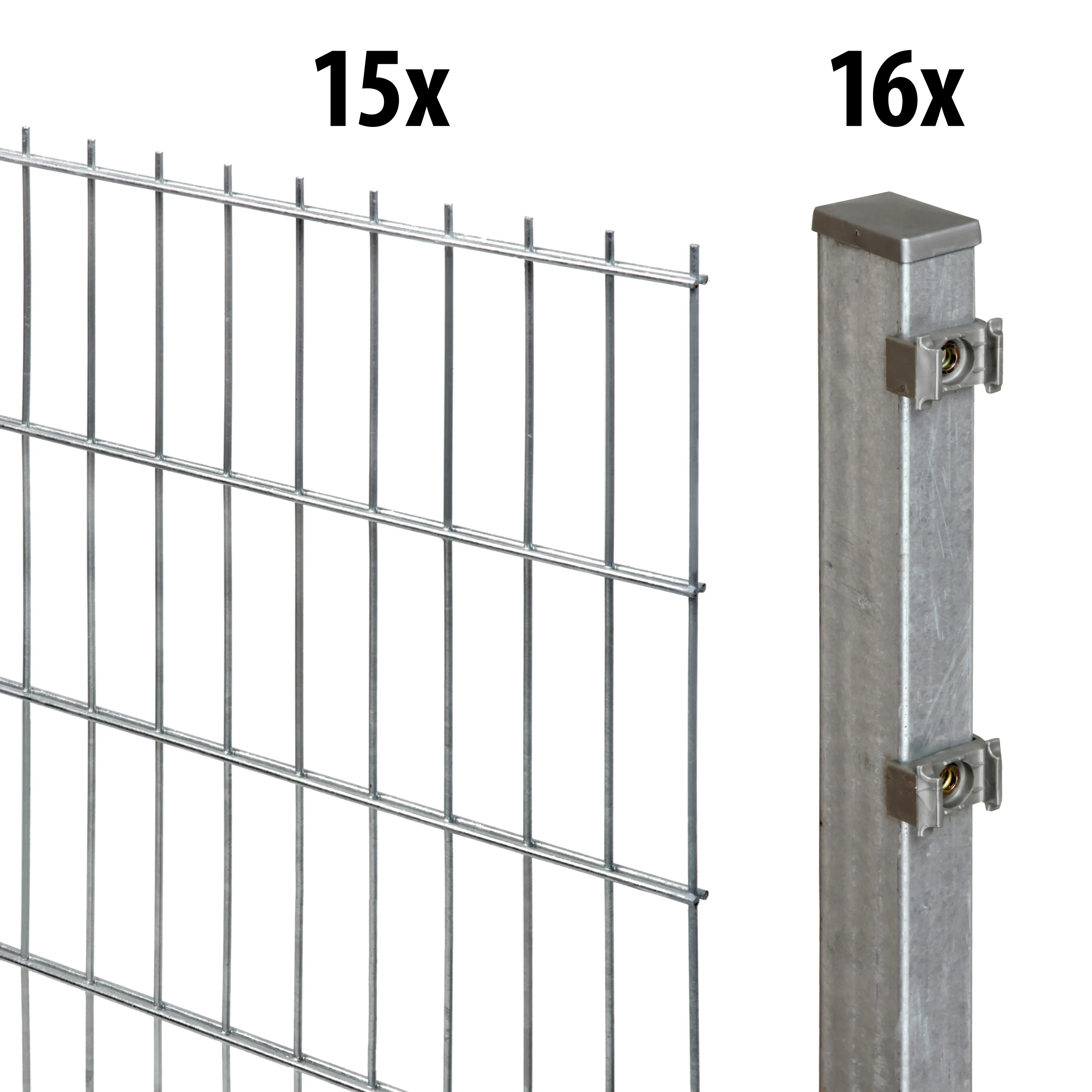 Floraworld Doppelstabmatten-Zaun Set Comfort 30 m 201 x 143 cm inkl. 16 Pfosten 200 cm feuerverzinkt