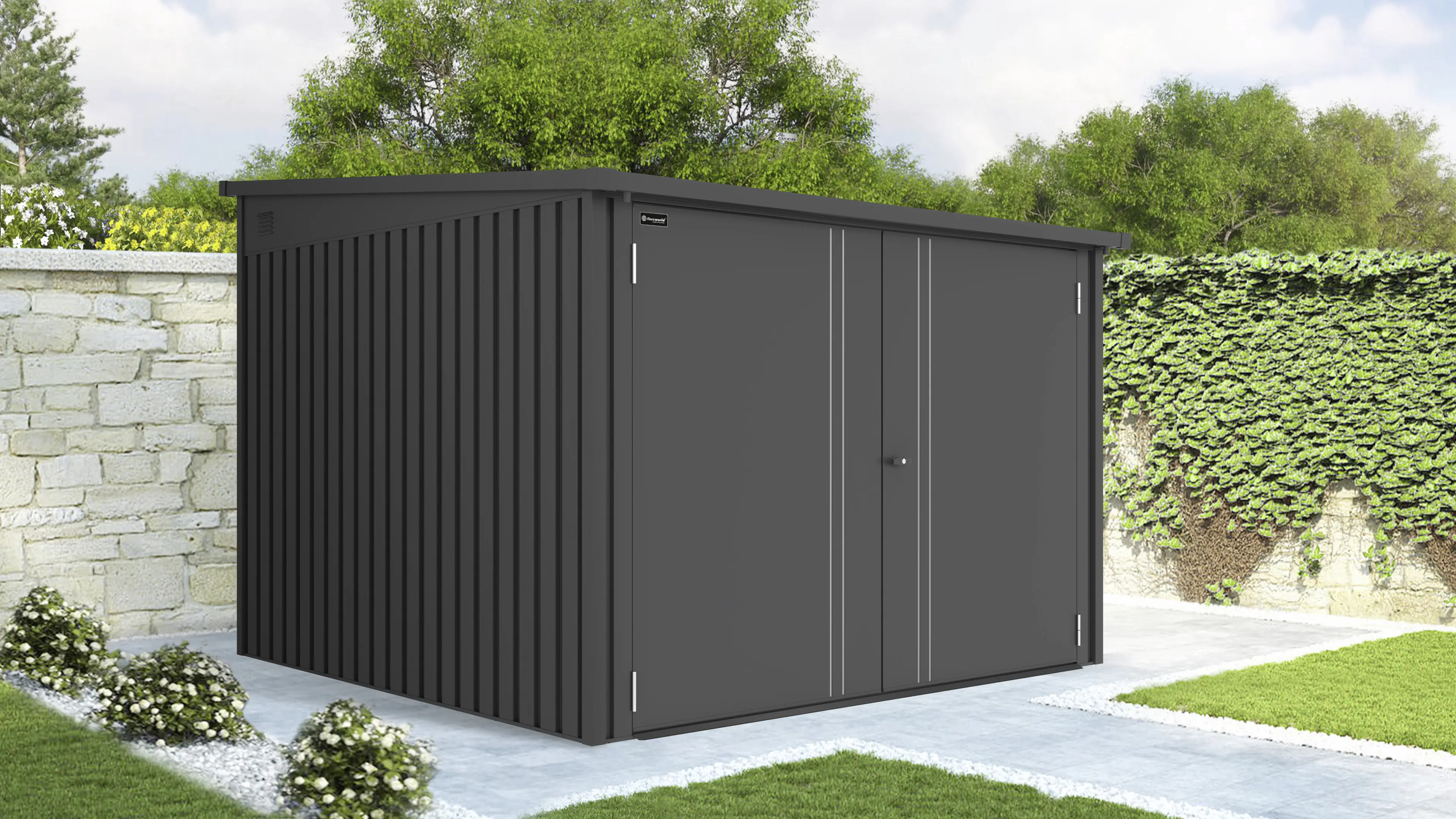 Floraworld Fahrradgarage Premium 226 x 217 cm schwarz metallic