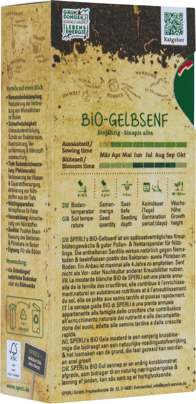 Sperli Saatgut BIO Gelbsenf Bodenkur für ca. 50 m²