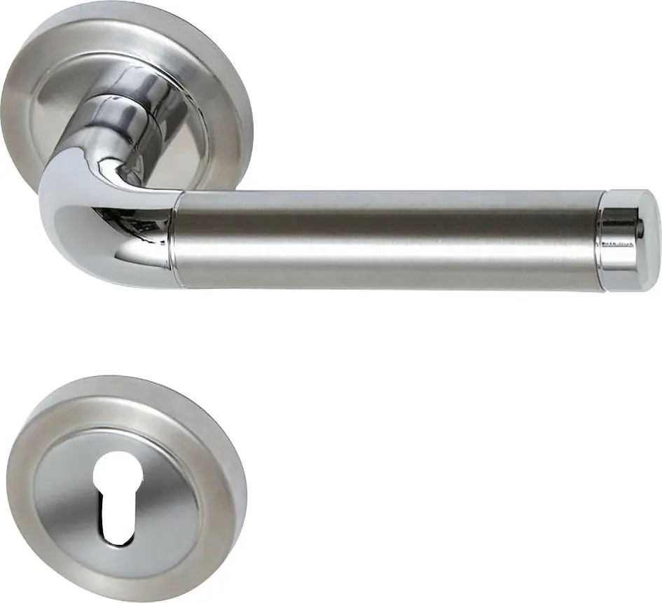 Südmetall Türgriff-Garnitur Rosette Billy PZ Edelstahl satiniert/poliert chrom Ø 55 mm