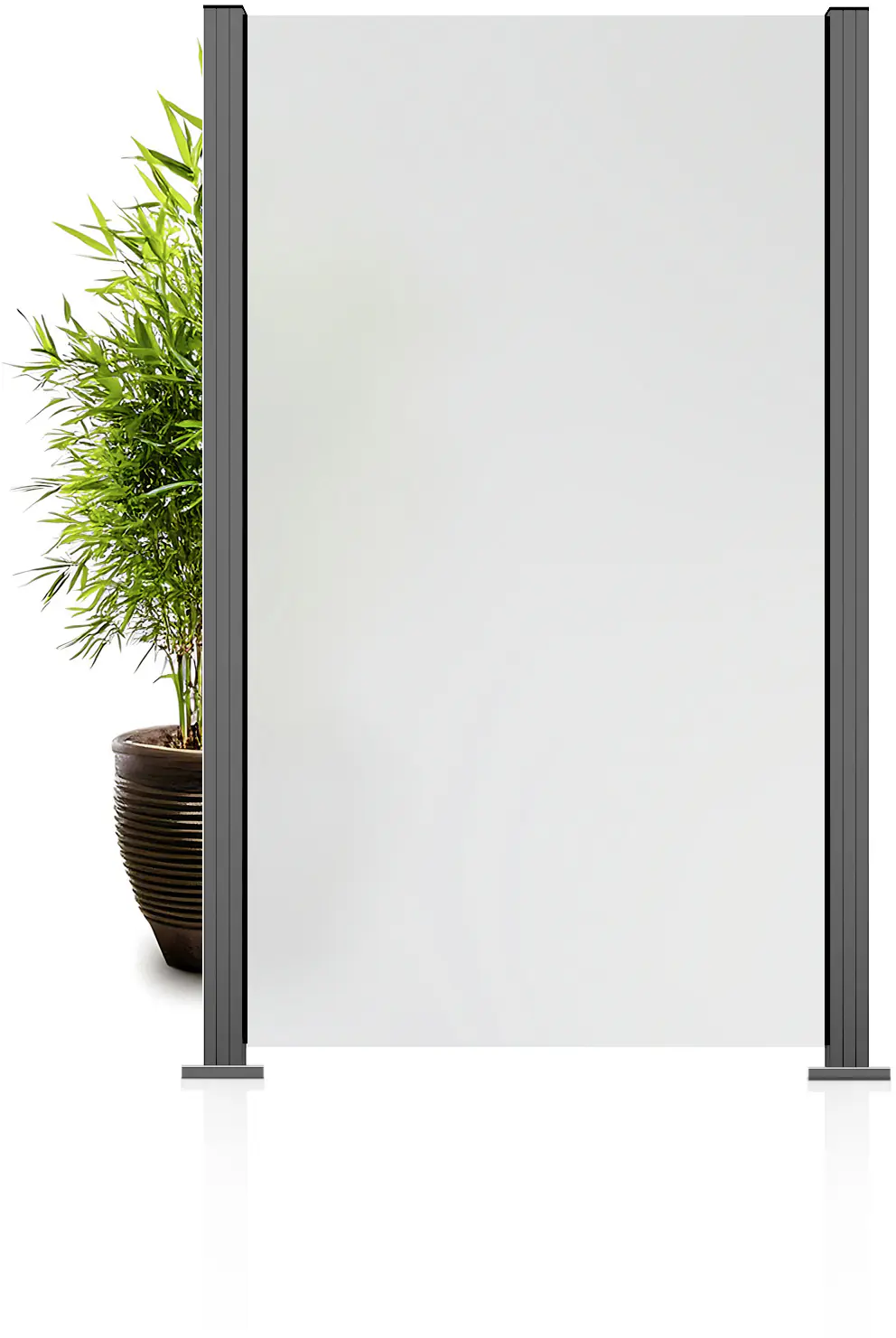 Ambiente Glaszaun Grundset Klarglas mit Siebdruck 187 x 107,2 cm  grau