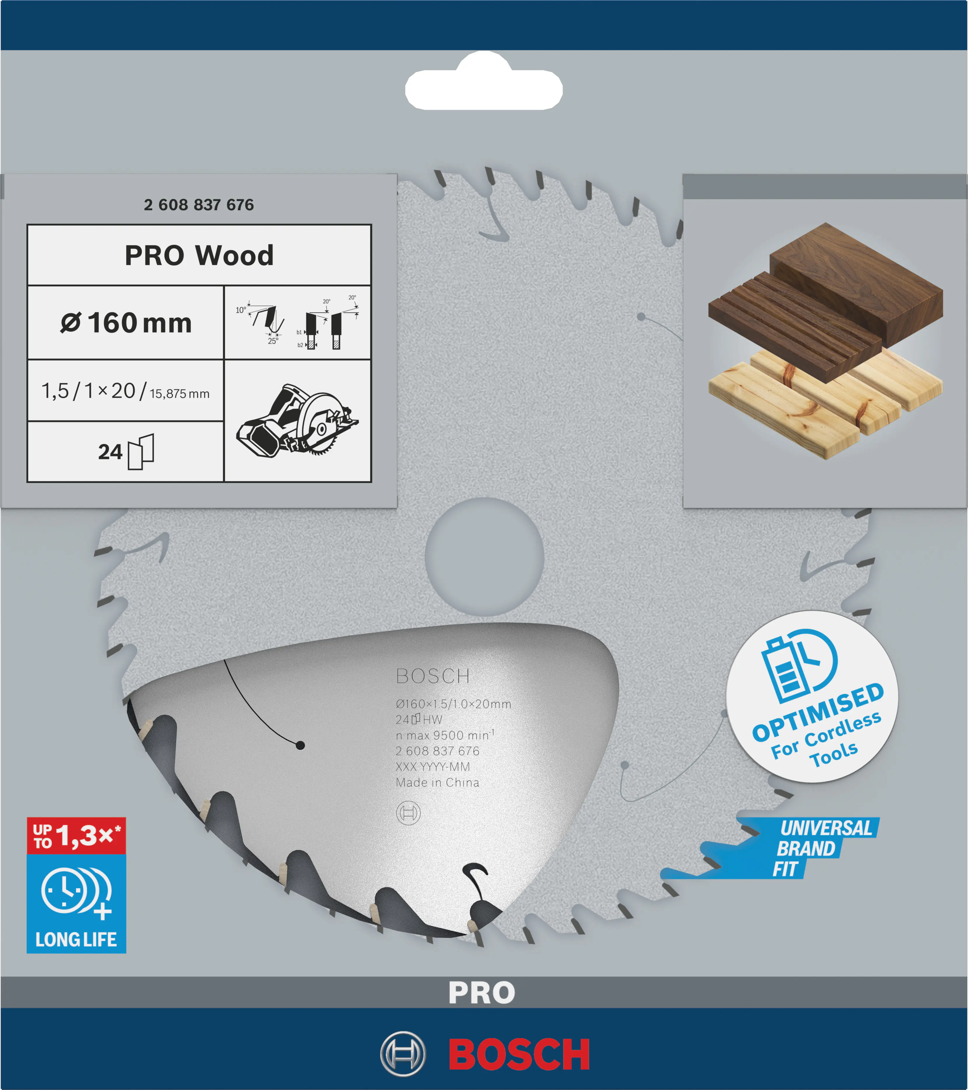 Bosch PRO Wood cordless Kreissägeblatt 160 x 1,5 x 20 mm T24