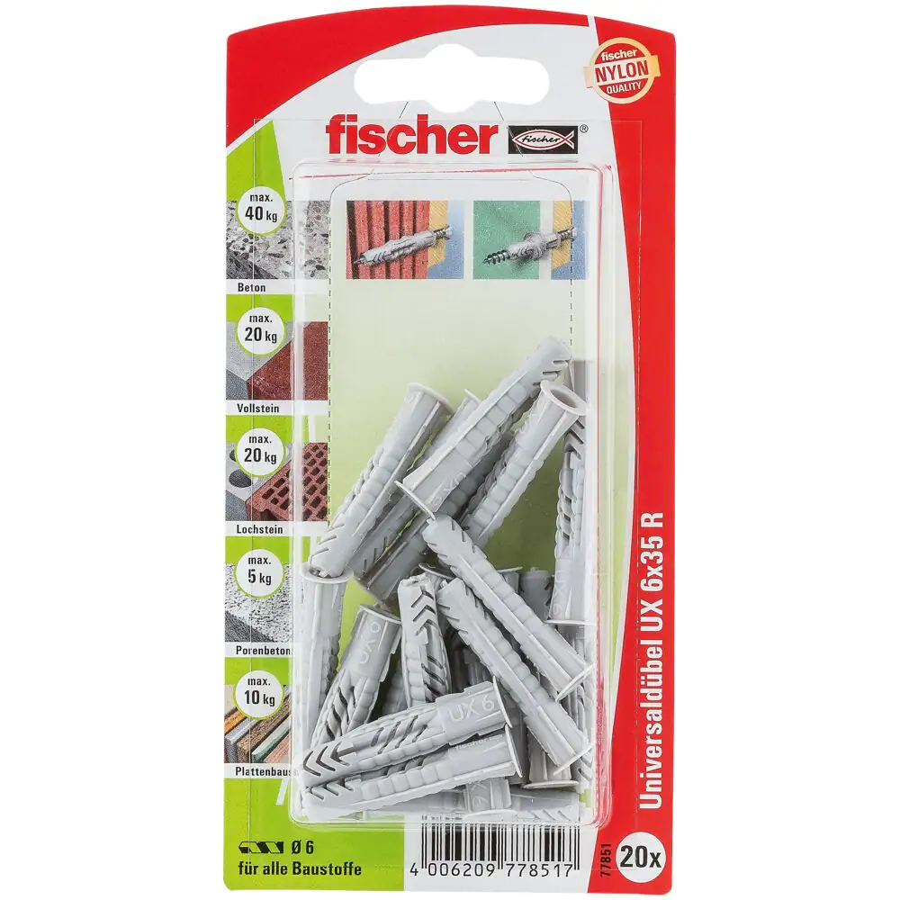 Fischer Universaldübel UX 6.0 x 35 mm - 20 Stück