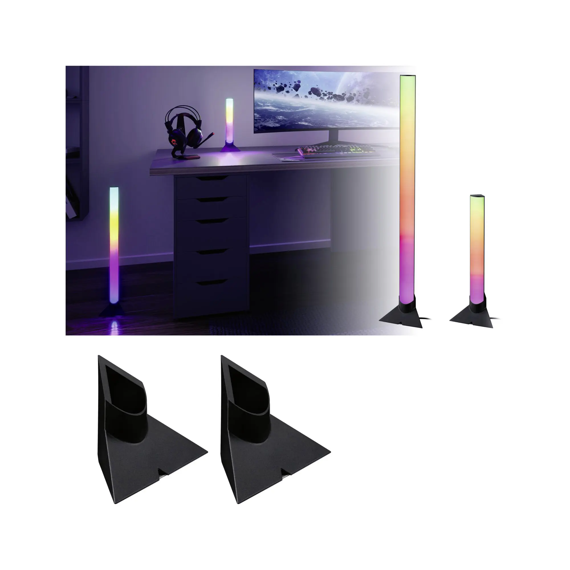 Paulmann Entertain LED Lightbar Standfuß schwarz 2er Set Kunststoff