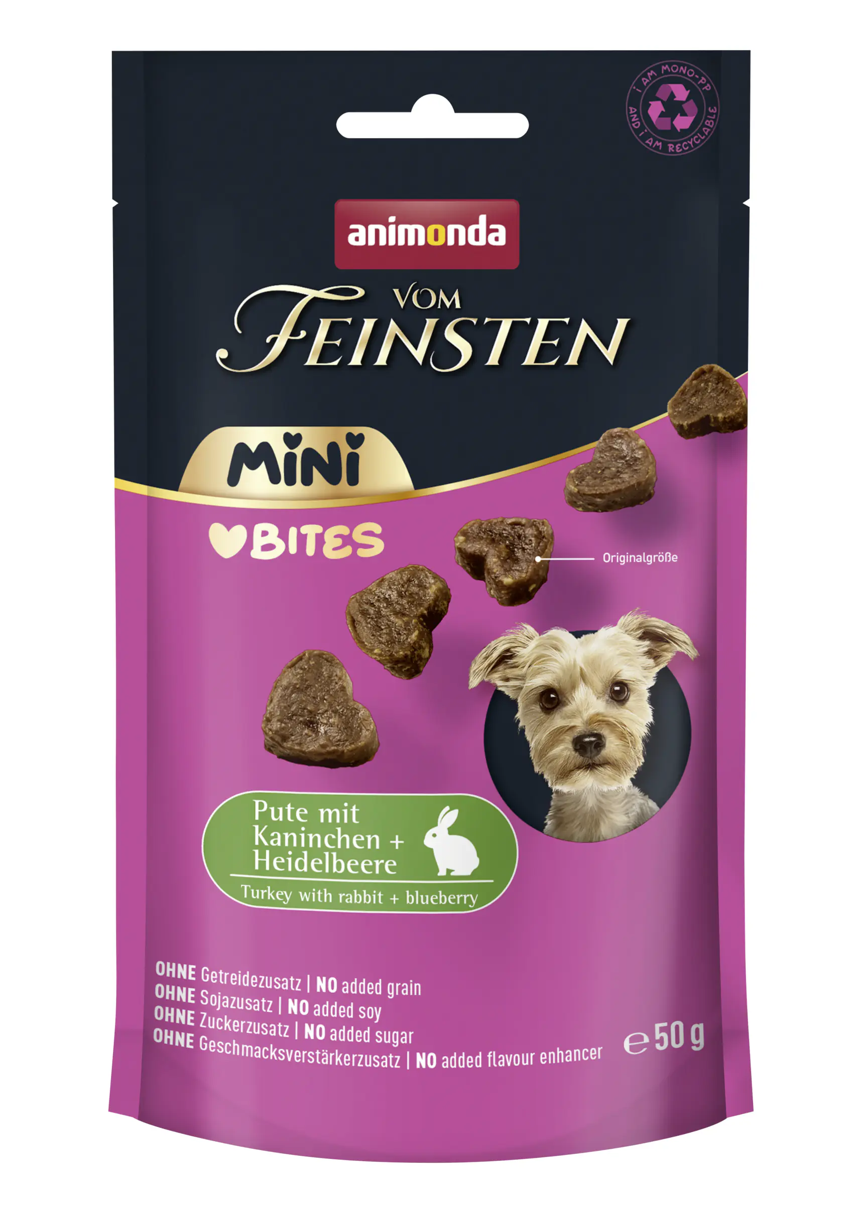 Animonda vom Feinsten Mini Love Bites Hundesnack Adult 50 g Pute mit Kaninchen & Heidelbeeren