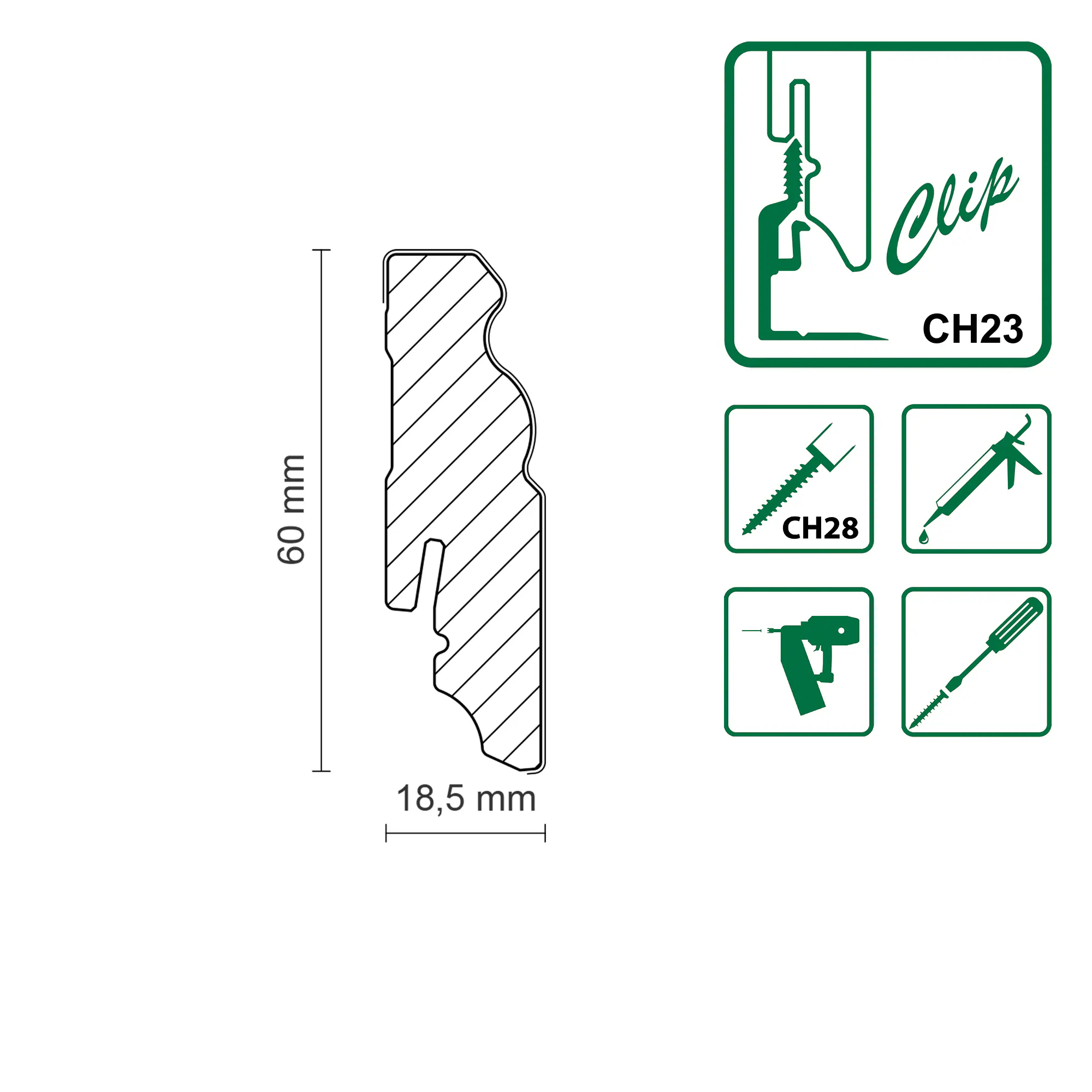 Neuhofer Fußleiste 240 cm x 60 x 18,5 mm weiß foliert