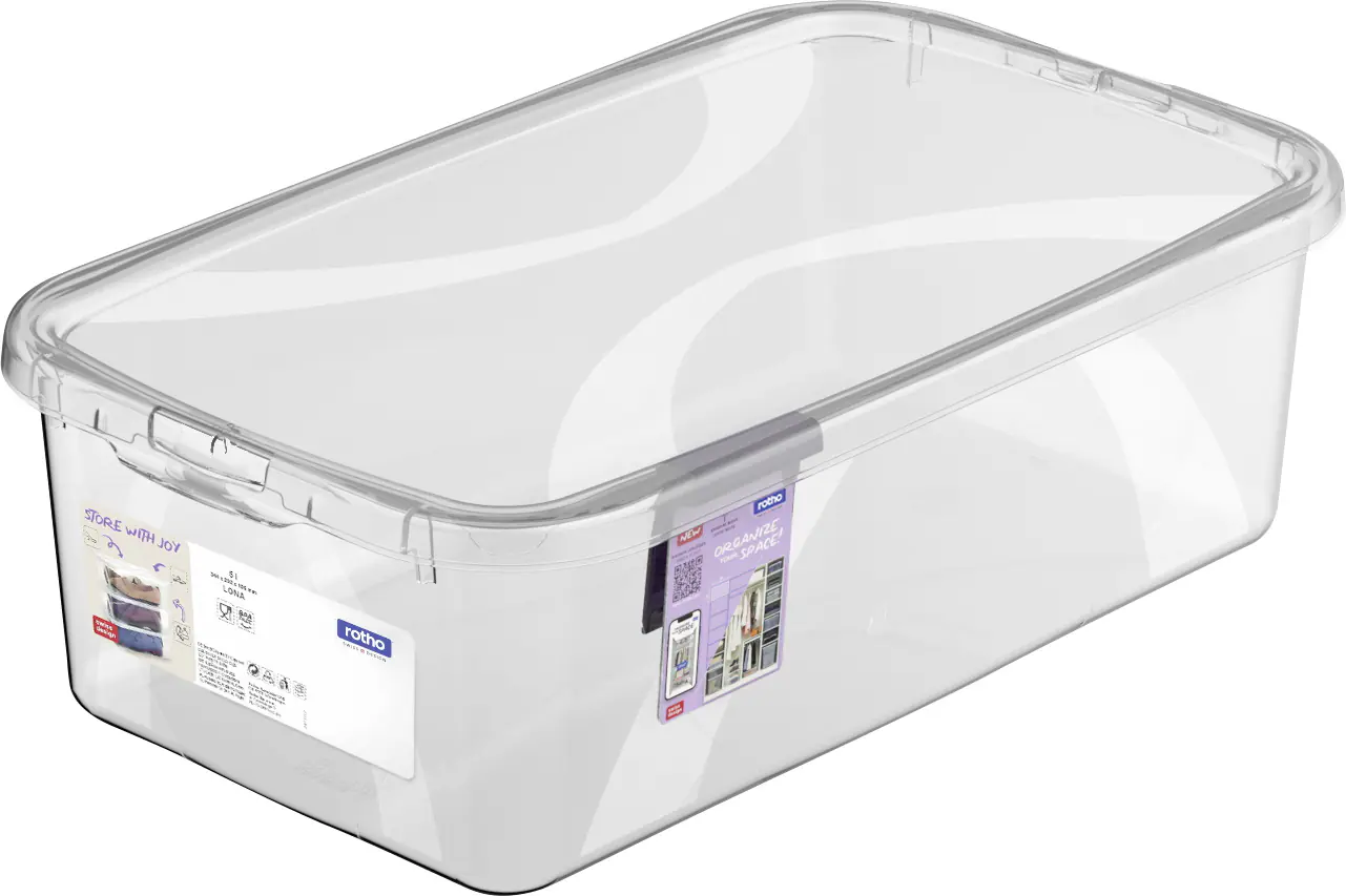 Rotho Aufbewahrungsbox Lona mit Deckel 33,8 x 19,8 cm 5 L transparent