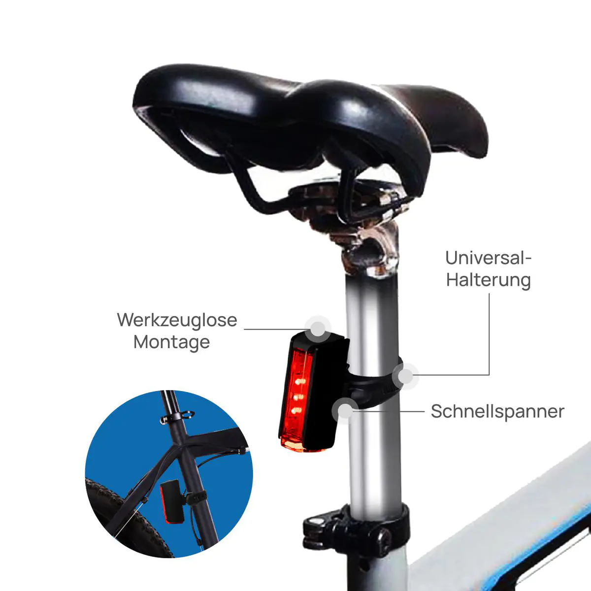 Fischer LED Akku Beleuchtungsset mit Fernlicht, Bodenbeleuchtung und Stopplicht
