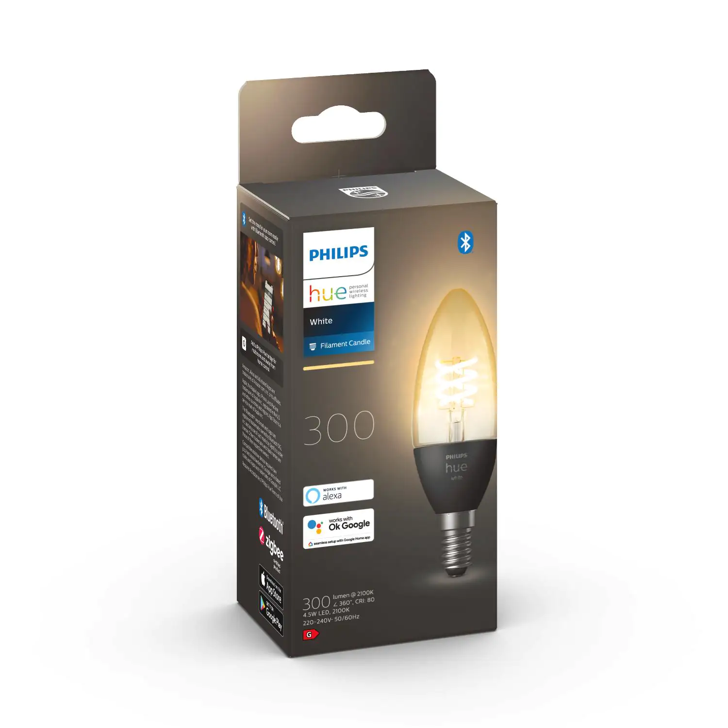 Philips Hue LED Leuchtmittel White E14 warmweiß Kerzenform 4,5 W warmweiß