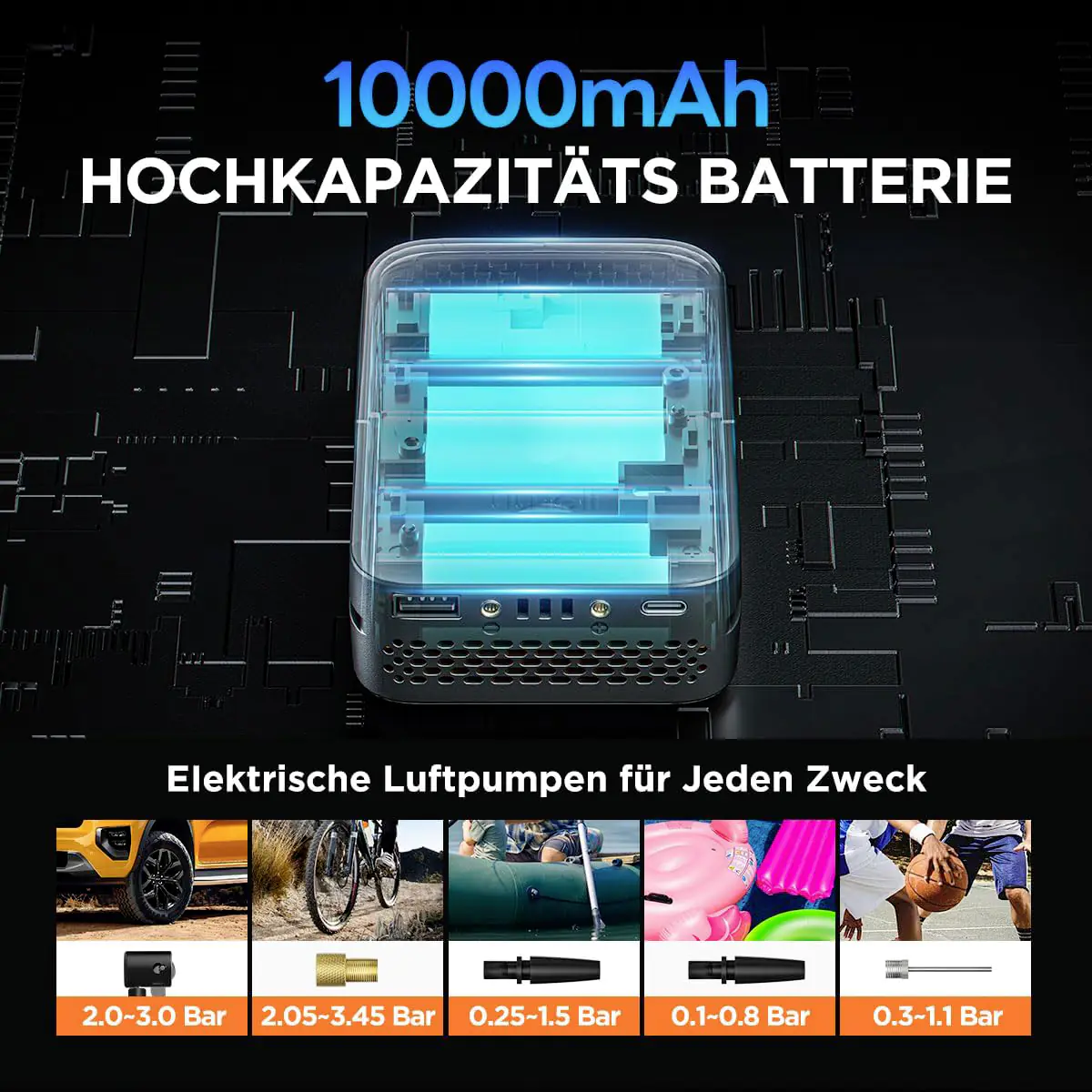 Litheli Akku-Kompressor 20 V inkl. Akku 2 Ah