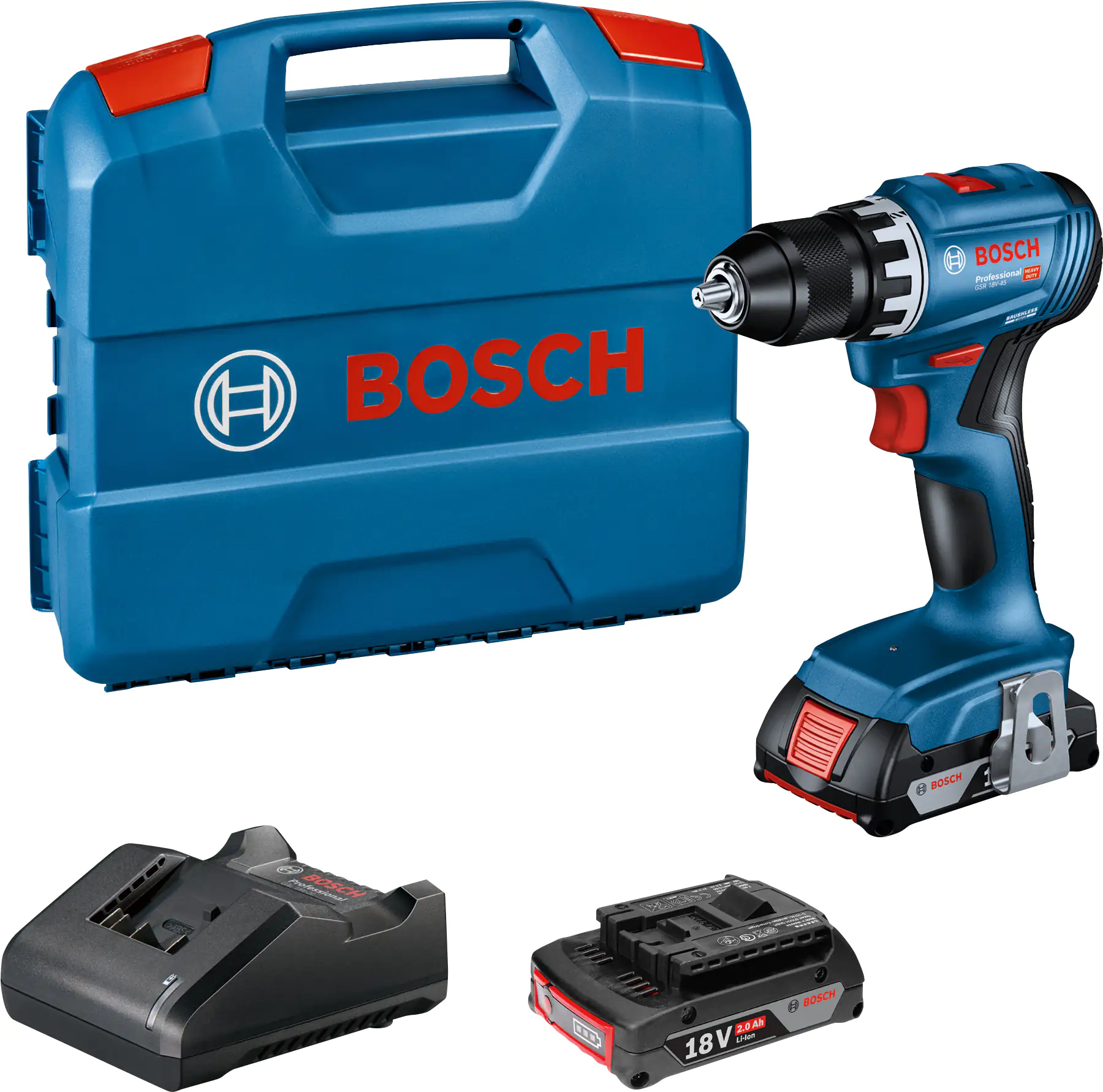 Bosch Professional Akku-Bohrschrauber GSR 18V-45 2 Ah