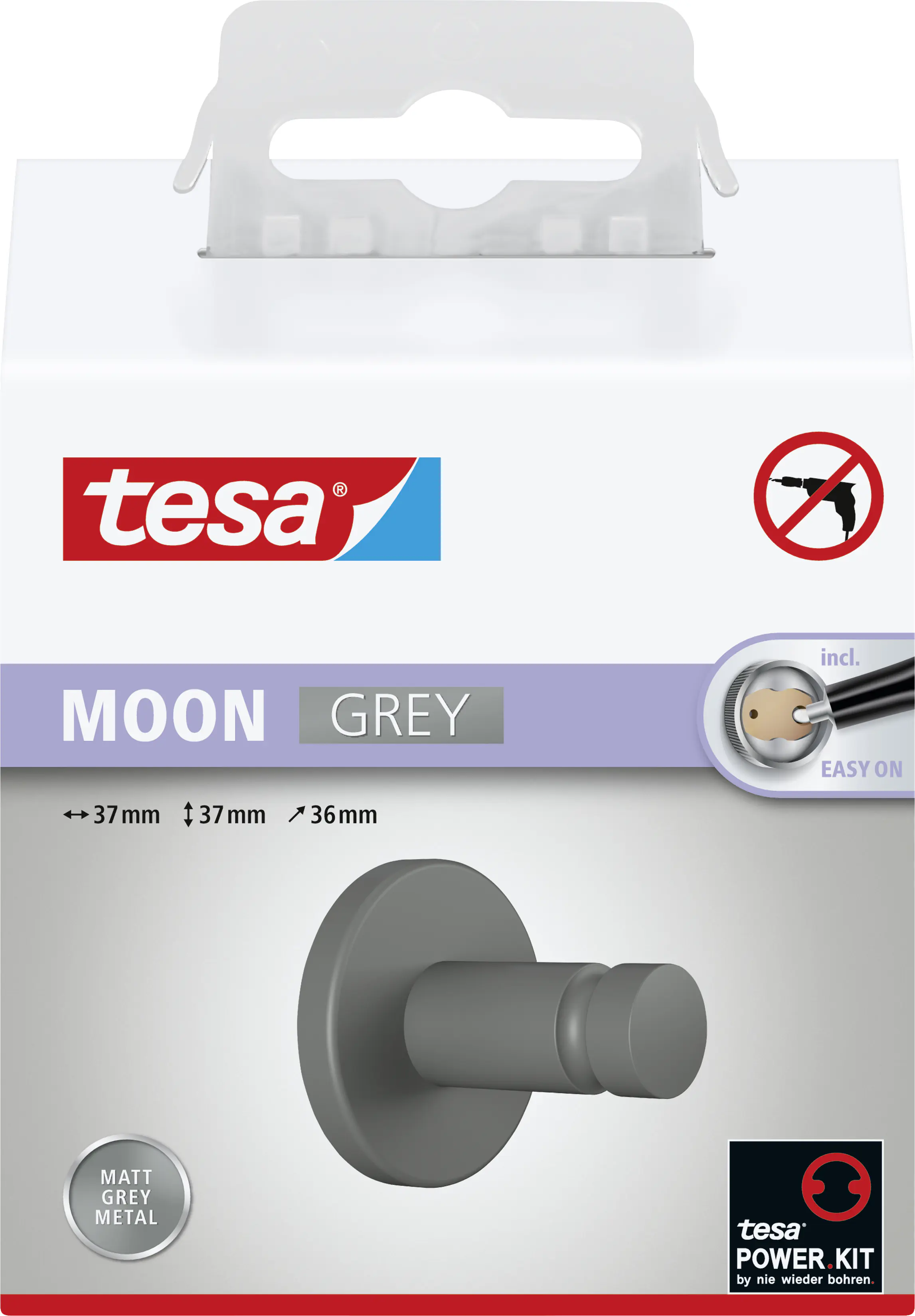 tesa Handtuchhaken Moon grau matt