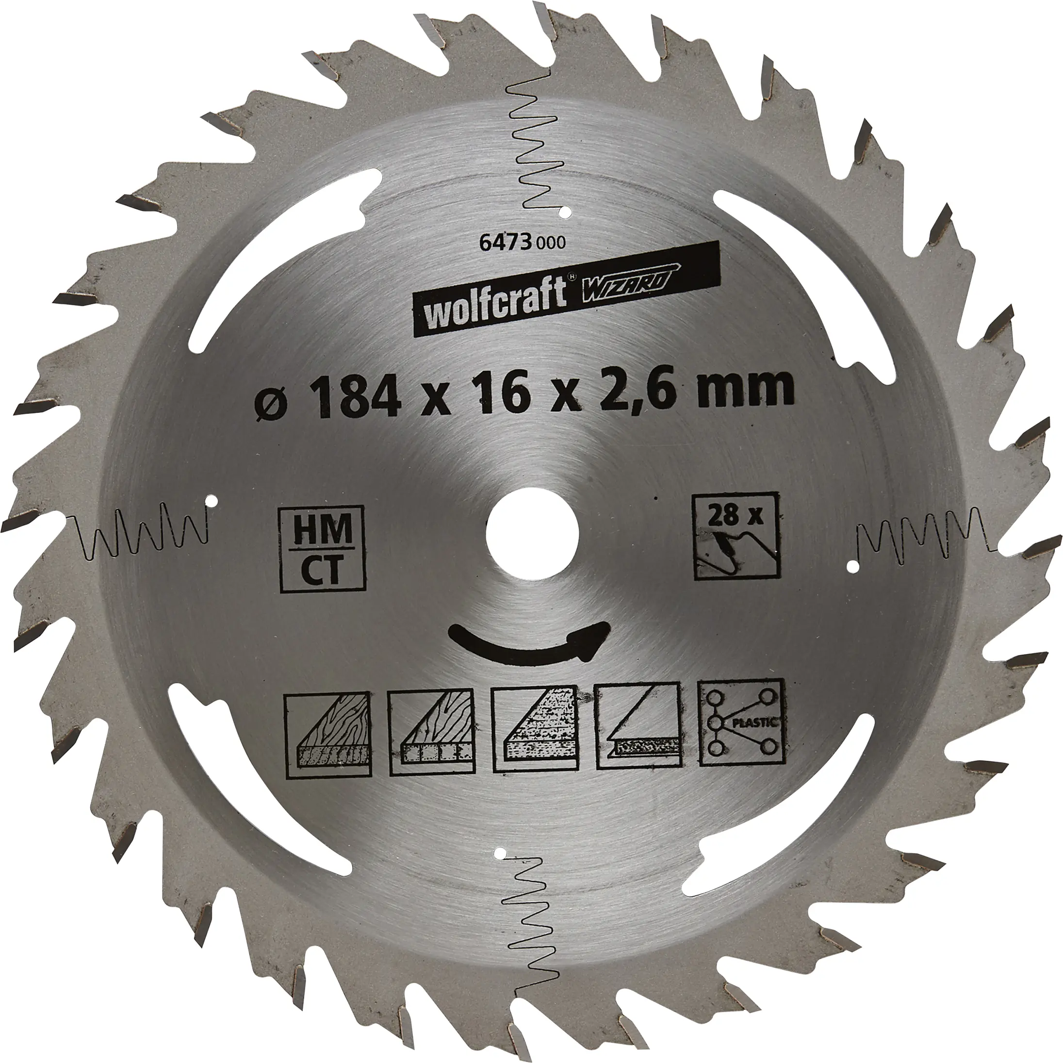 Wolfcraft Kreissägeblatt Serie silber Ø 184 mm Bohrung Ø 16 mm