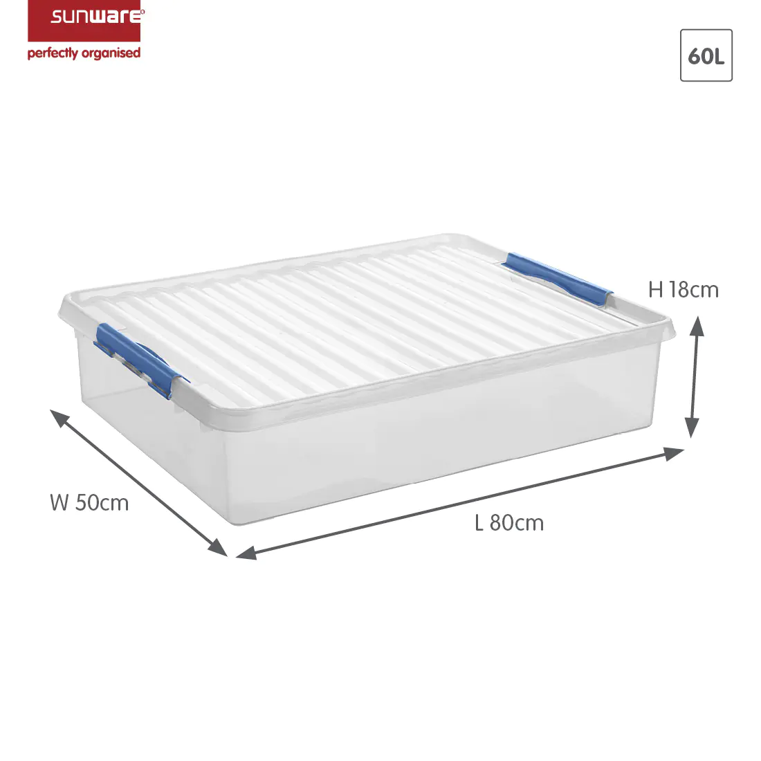 Sunware Aufbewahrungsbox Q-Line mit Deckel 80 x 50 cm 60 L transparent